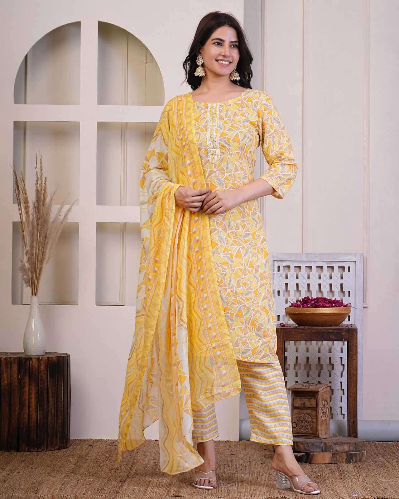 heritage cotton handwork cotton printed readymaade suit