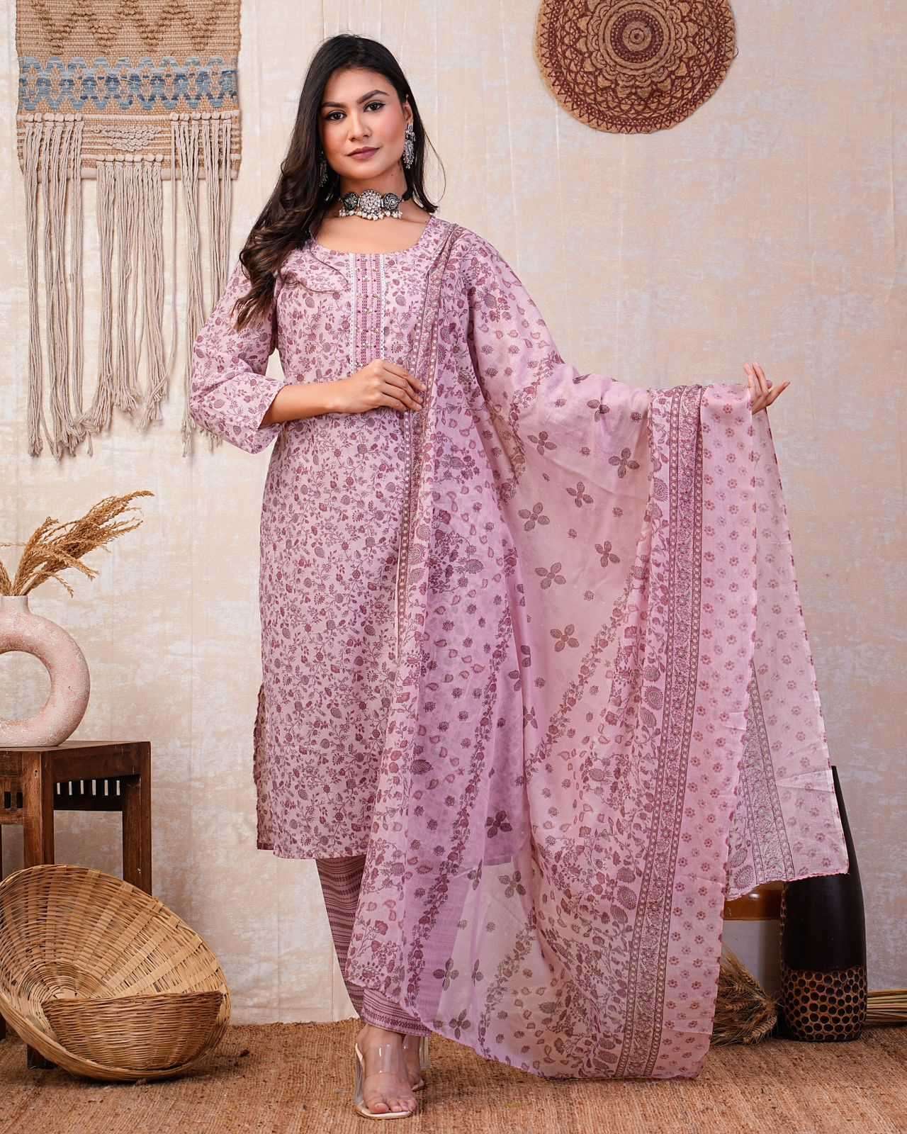 heritage cotton handwork cotton printed readymaade suit
