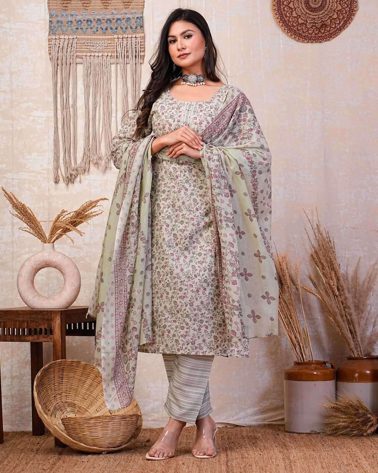 heritage cotton handwork cotton printed readymaade suit