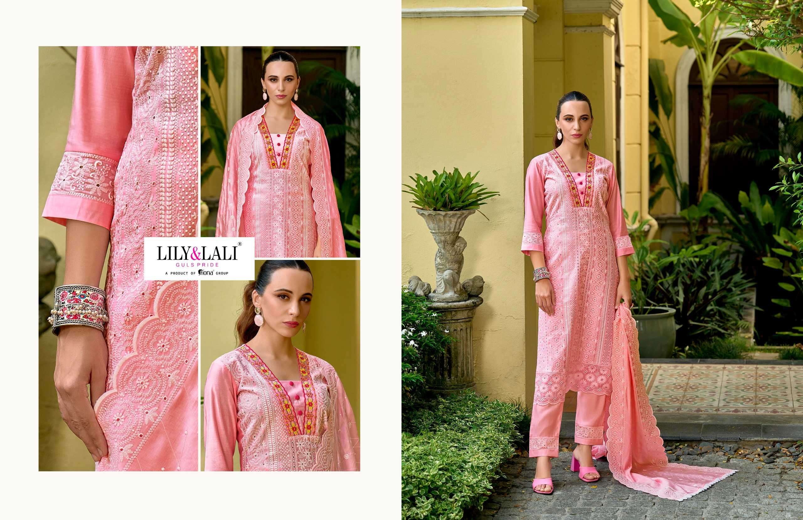 lily and lali flora roman series 17201-17206  Bored Schiffli Work readymade suit 
