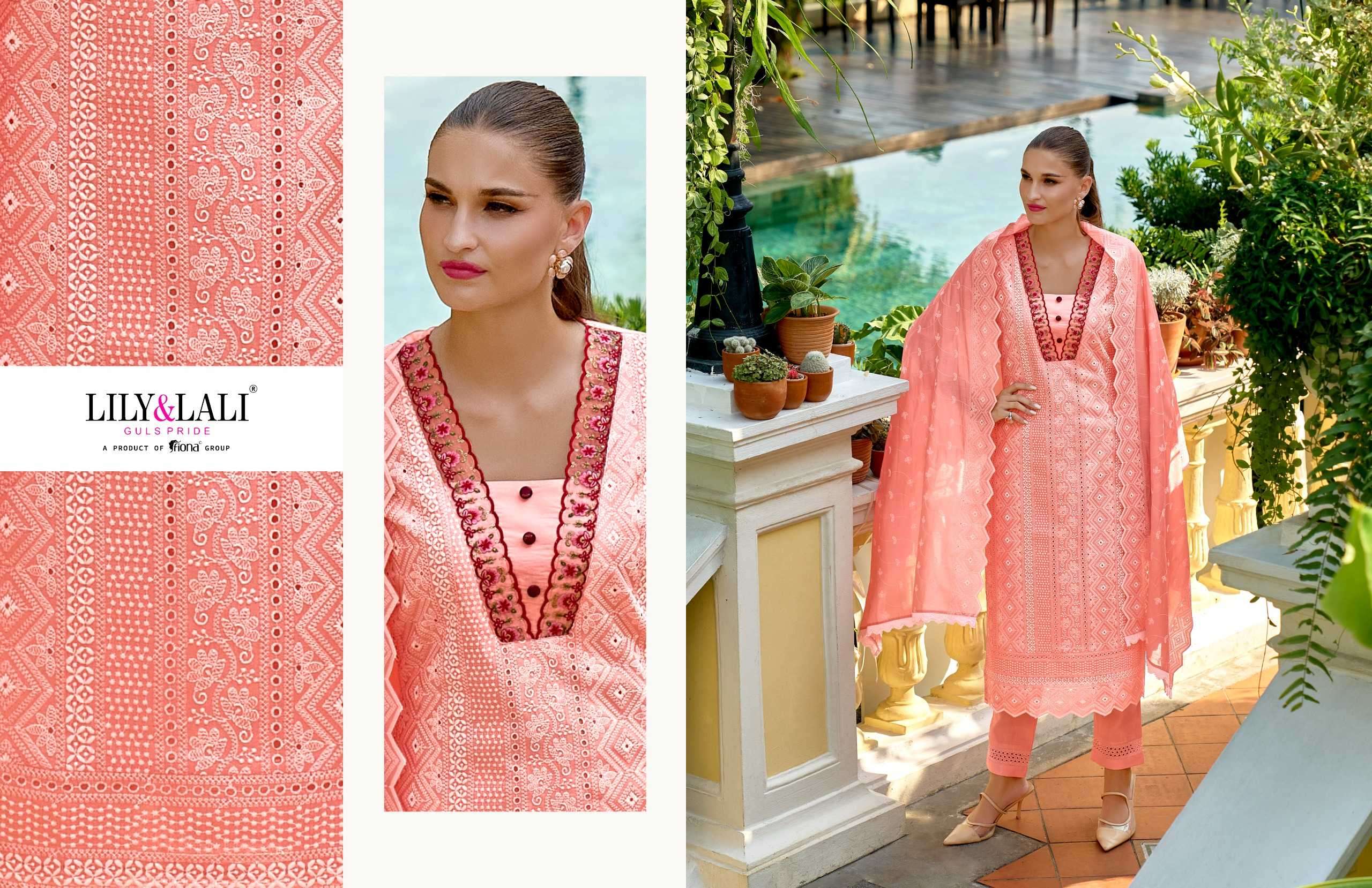 lily and lali flora roman series 17201-17206  Bored Schiffli Work readymade suit 