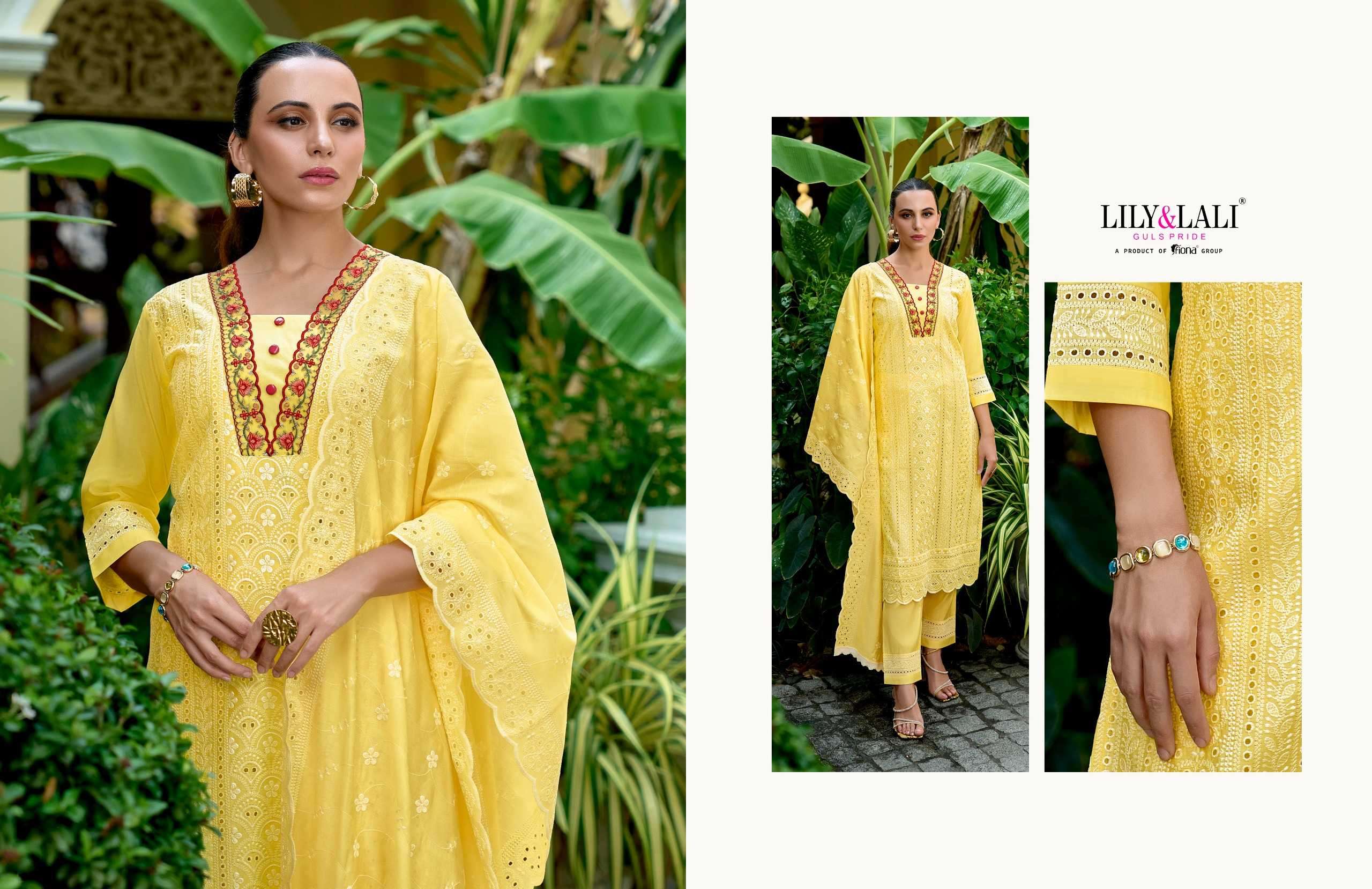 lily and lali flora roman series 17201-17206  Bored Schiffli Work readymade suit 