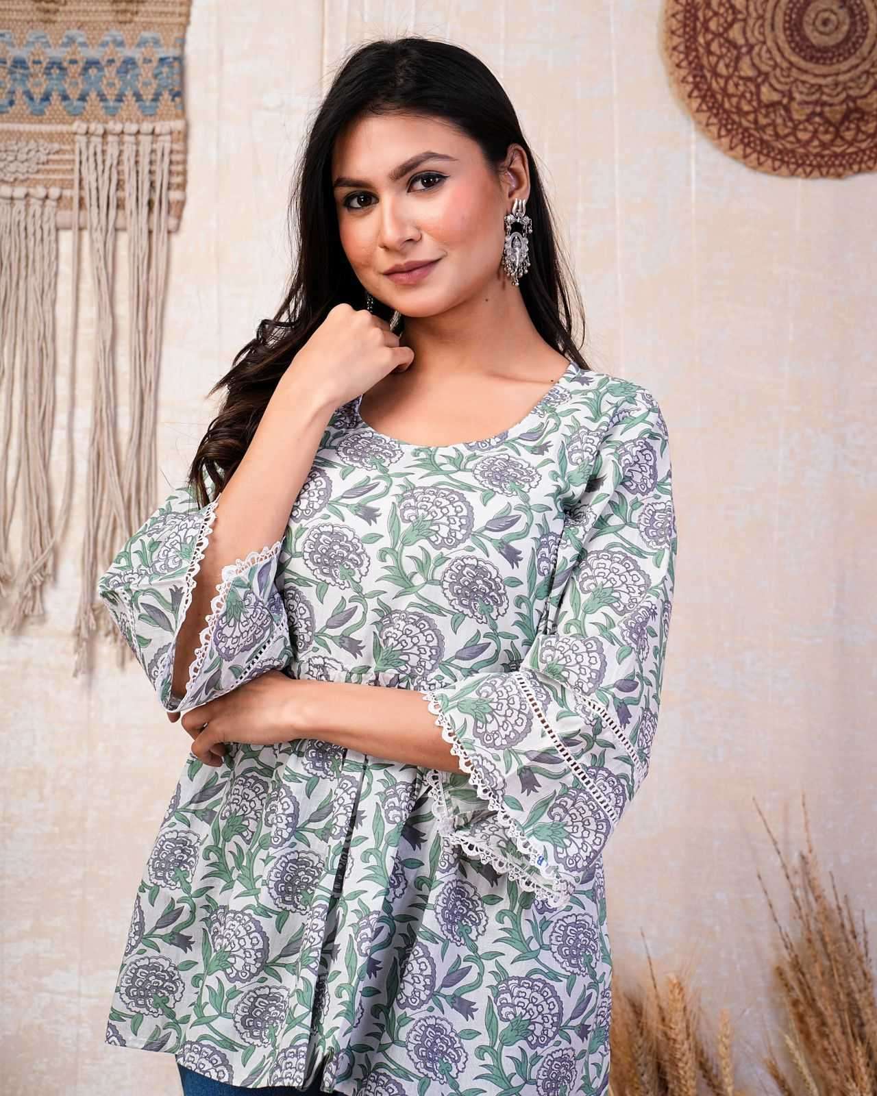 p r cotton short peplum comfortable readymade cotton 60 *60 print short kurti 