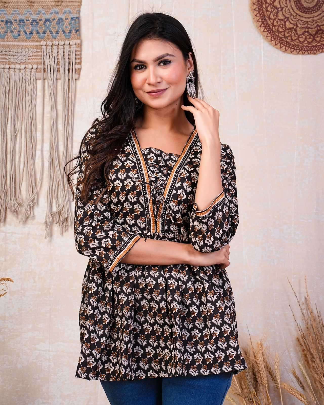 p r cotton short peplum comfortable readymade cotton 60 *60 print short kurti 