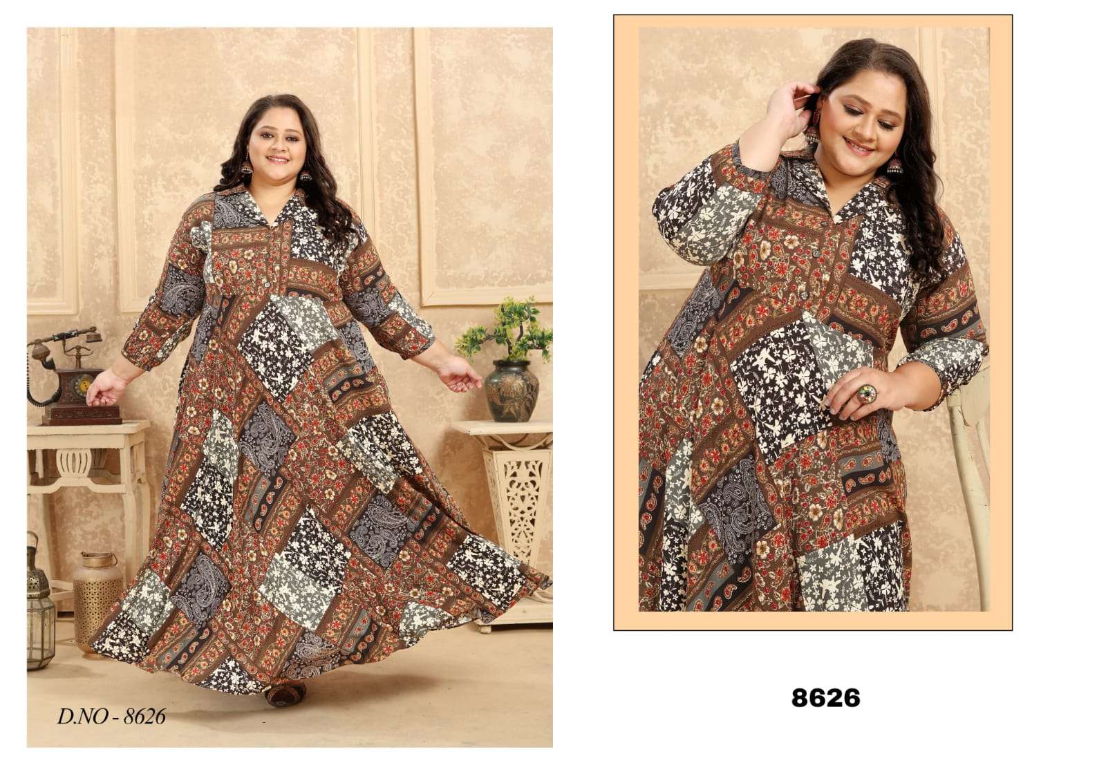 Plus Size Vol-2 Premium Riyon export quality Long  Kurti