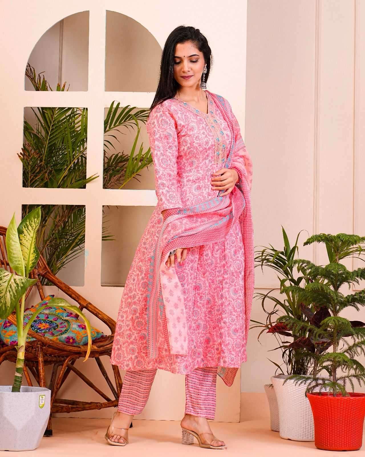pr heritage anarkali 3pcs set work readymade combo set