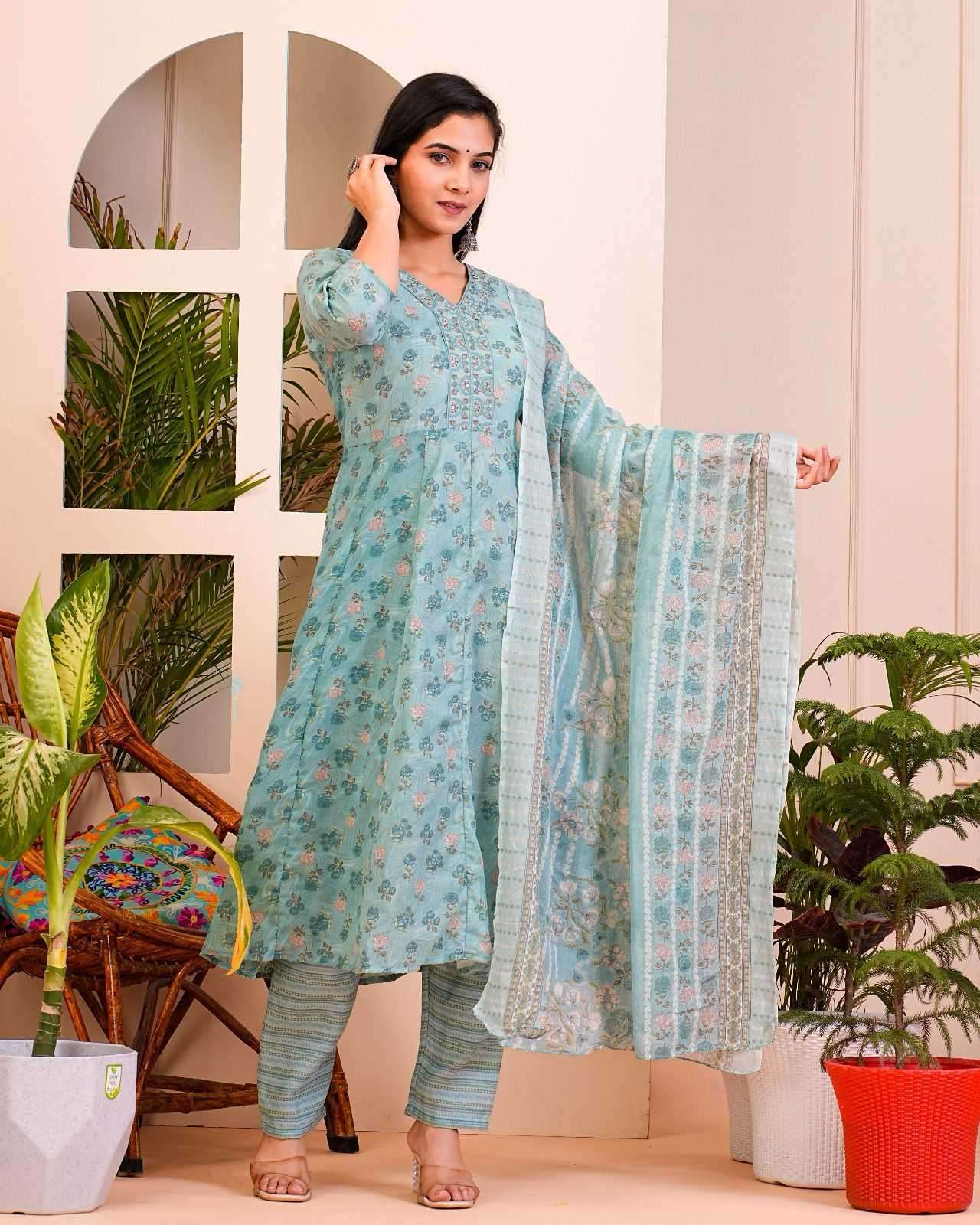 pr heritage anarkali 3pcs set work readymade combo set
