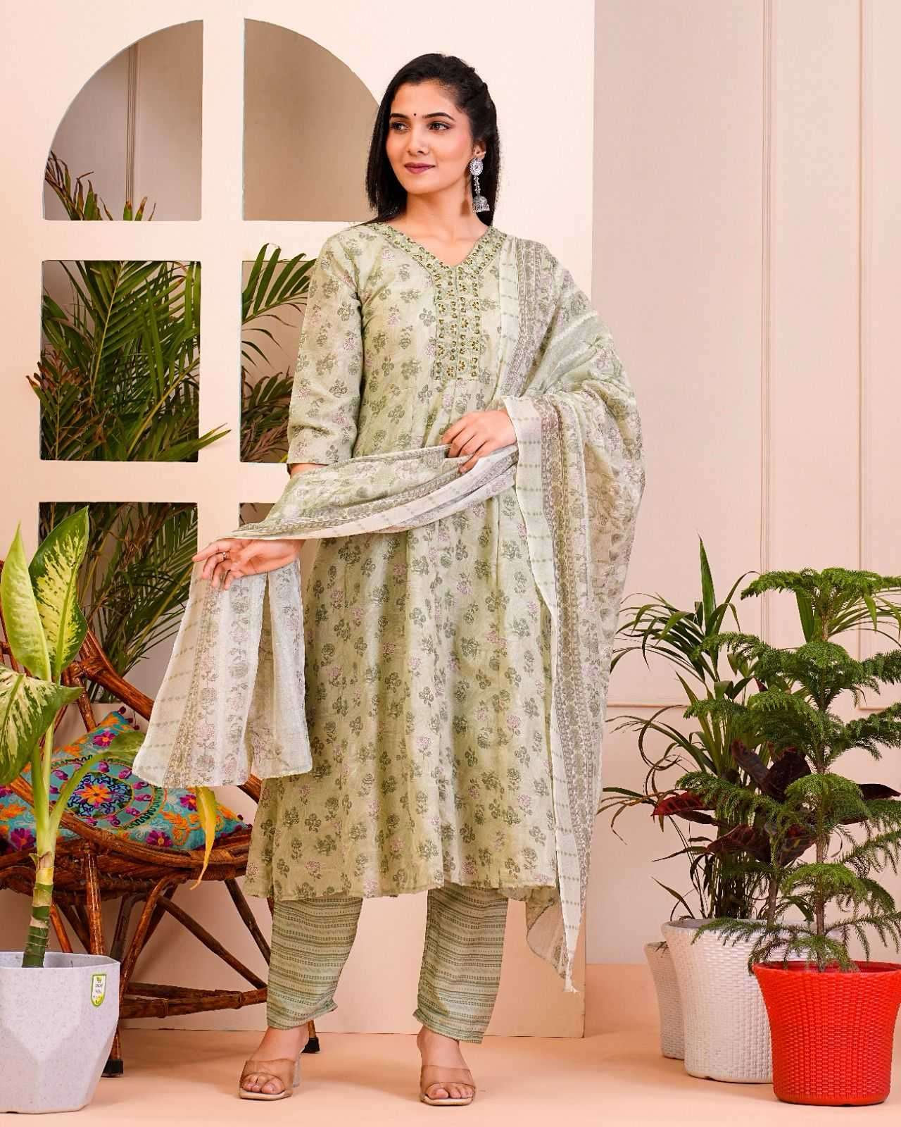 pr heritage anarkali 3pcs set work readymade combo set