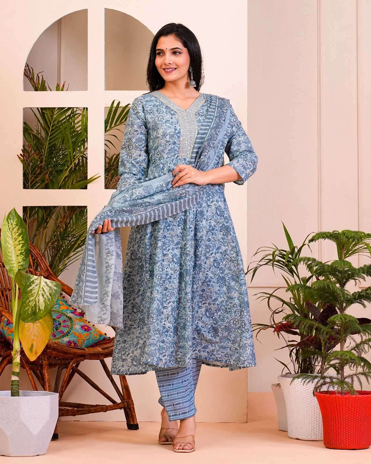pr heritage anarkali 3pcs set work readymade combo set