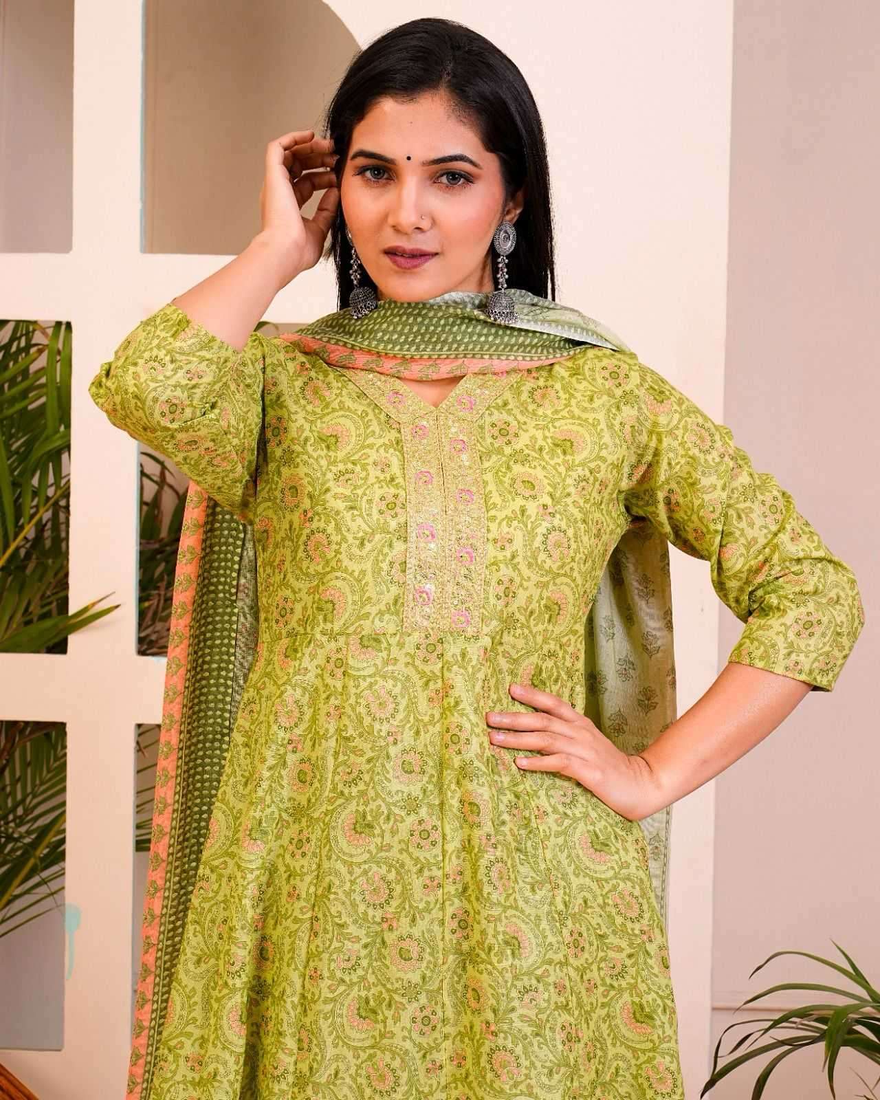 pr heritage anarkali 3pcs set work readymade combo set