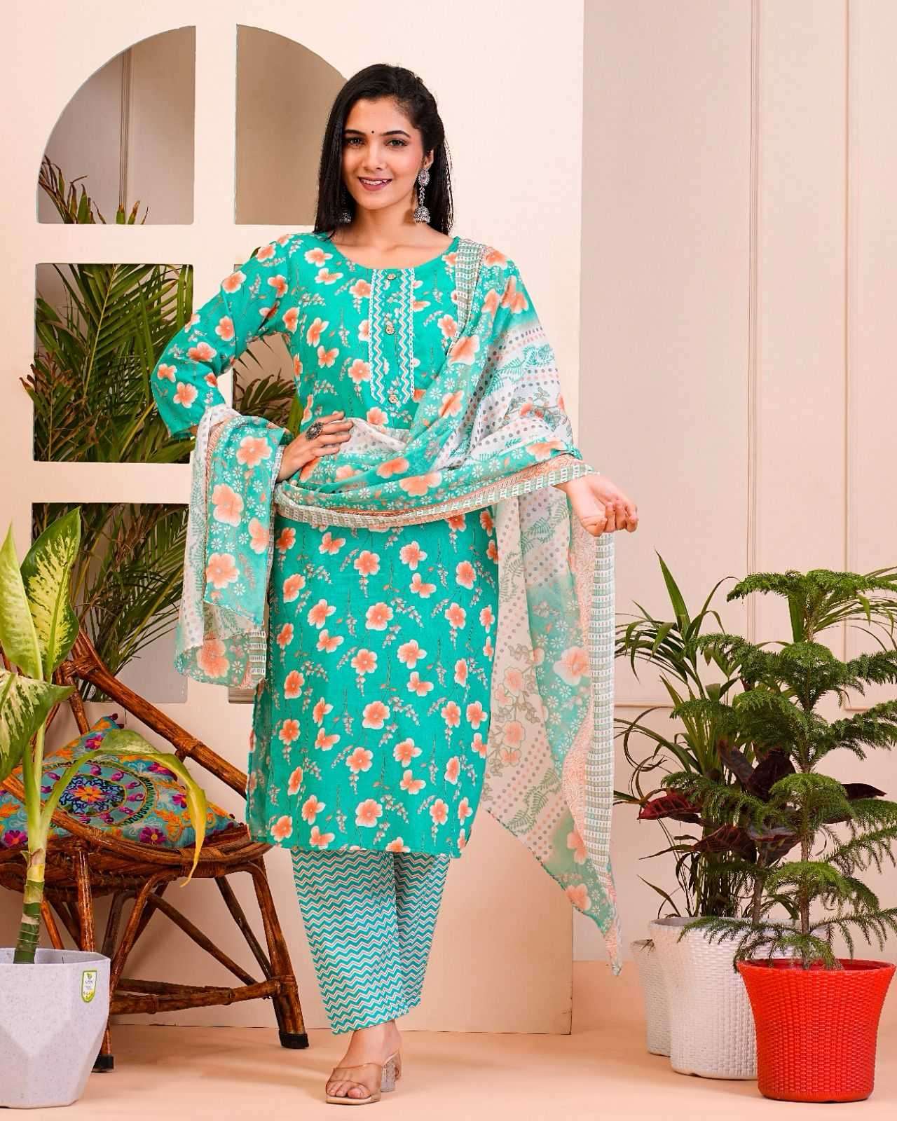 pr heritage cotton 3pc fullstitch comfy wear salwar kameez combo set