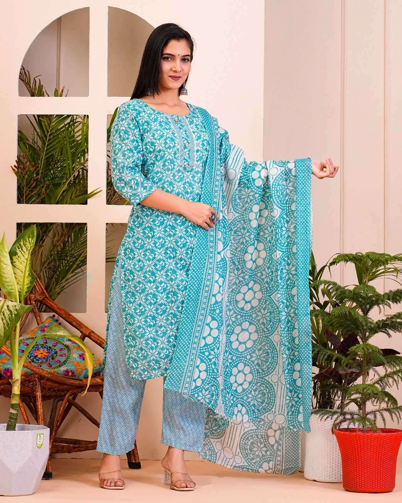 pr heritage cotton 3pc fullstitch comfy wear salwar kameez combo set