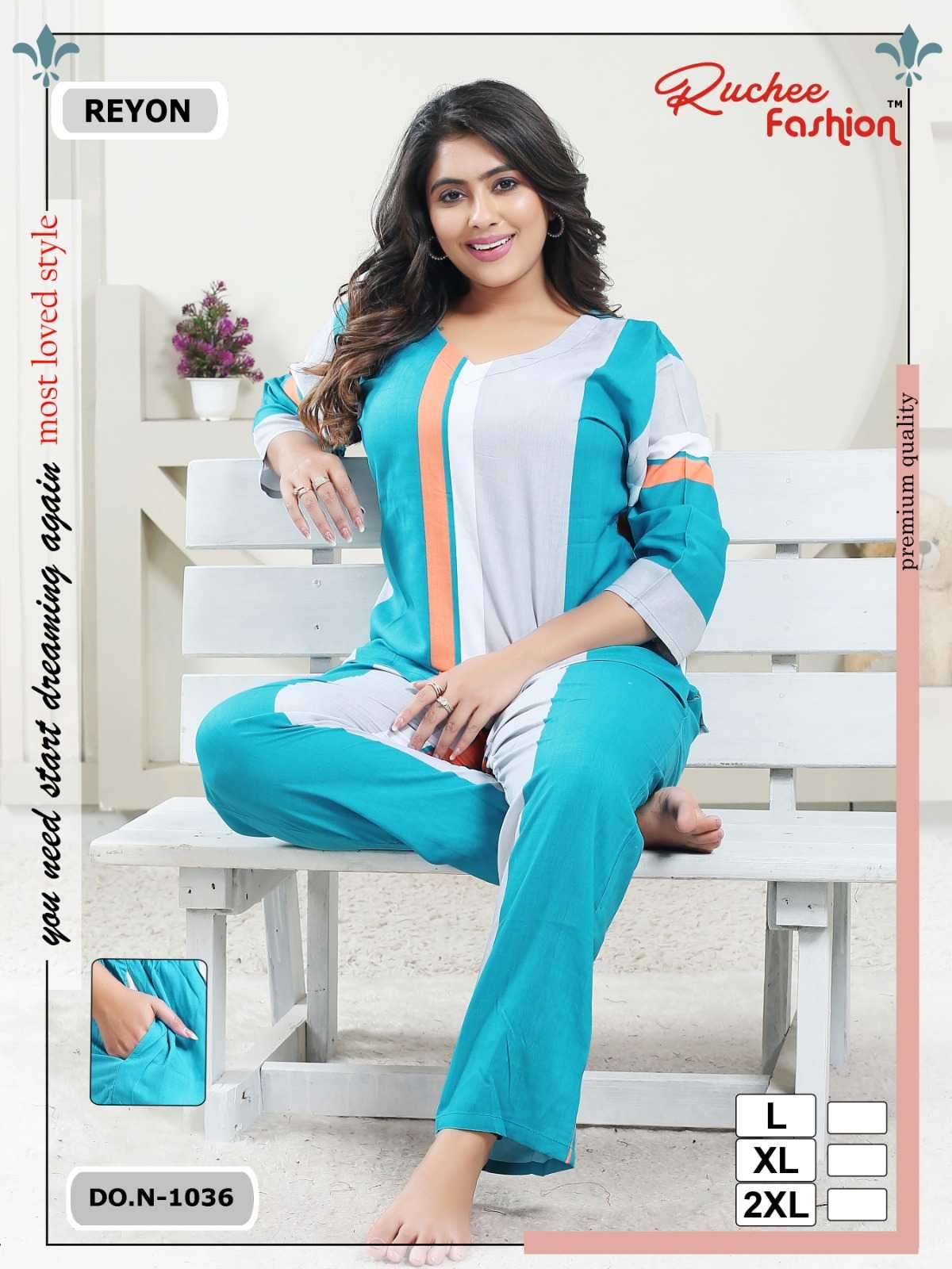 ruchee rayon cord set heavy 1033-1036 comfy wear readymade night suit
