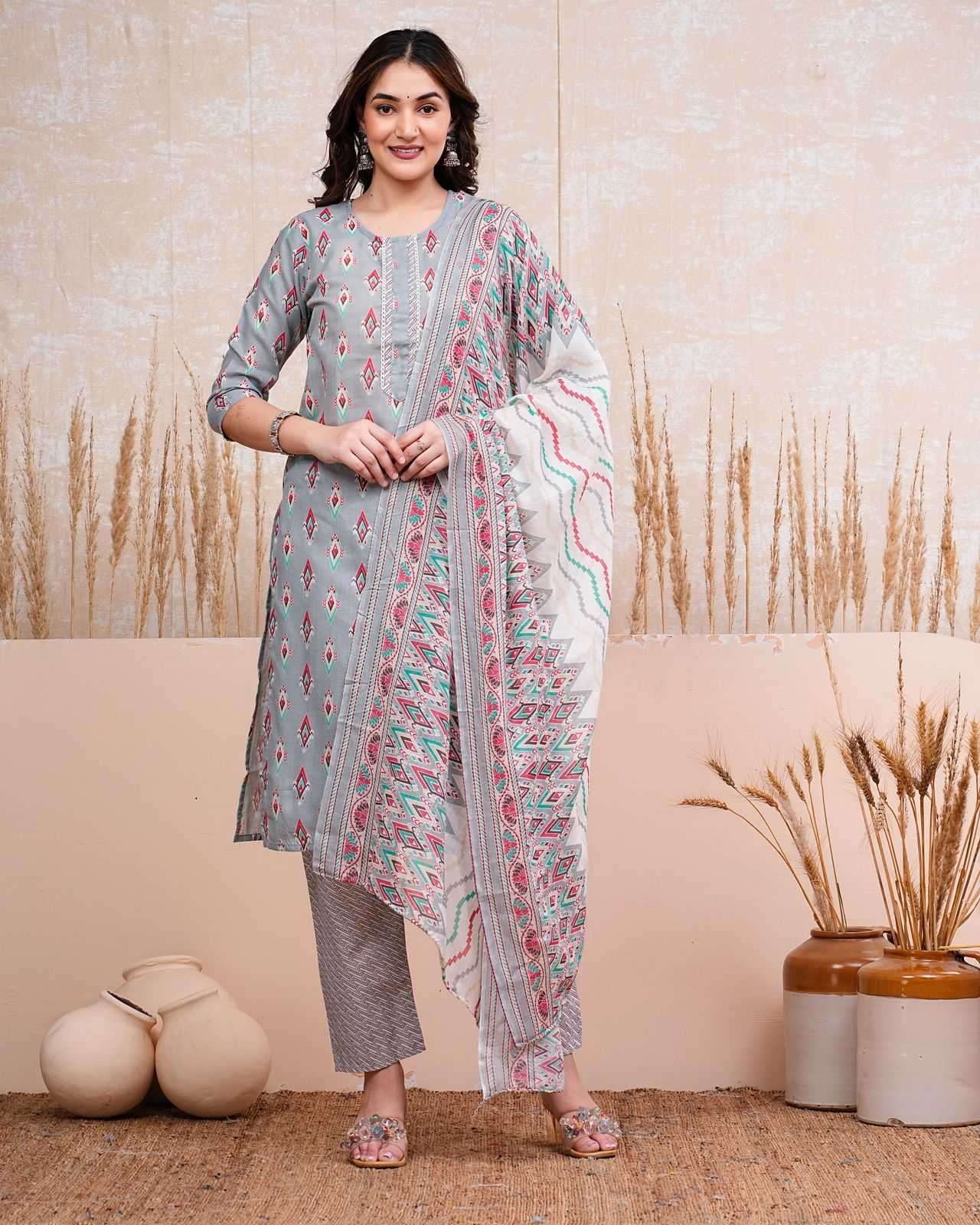 pr heritage cotton 3pc full stitch daily wear salwar kameez combo set 