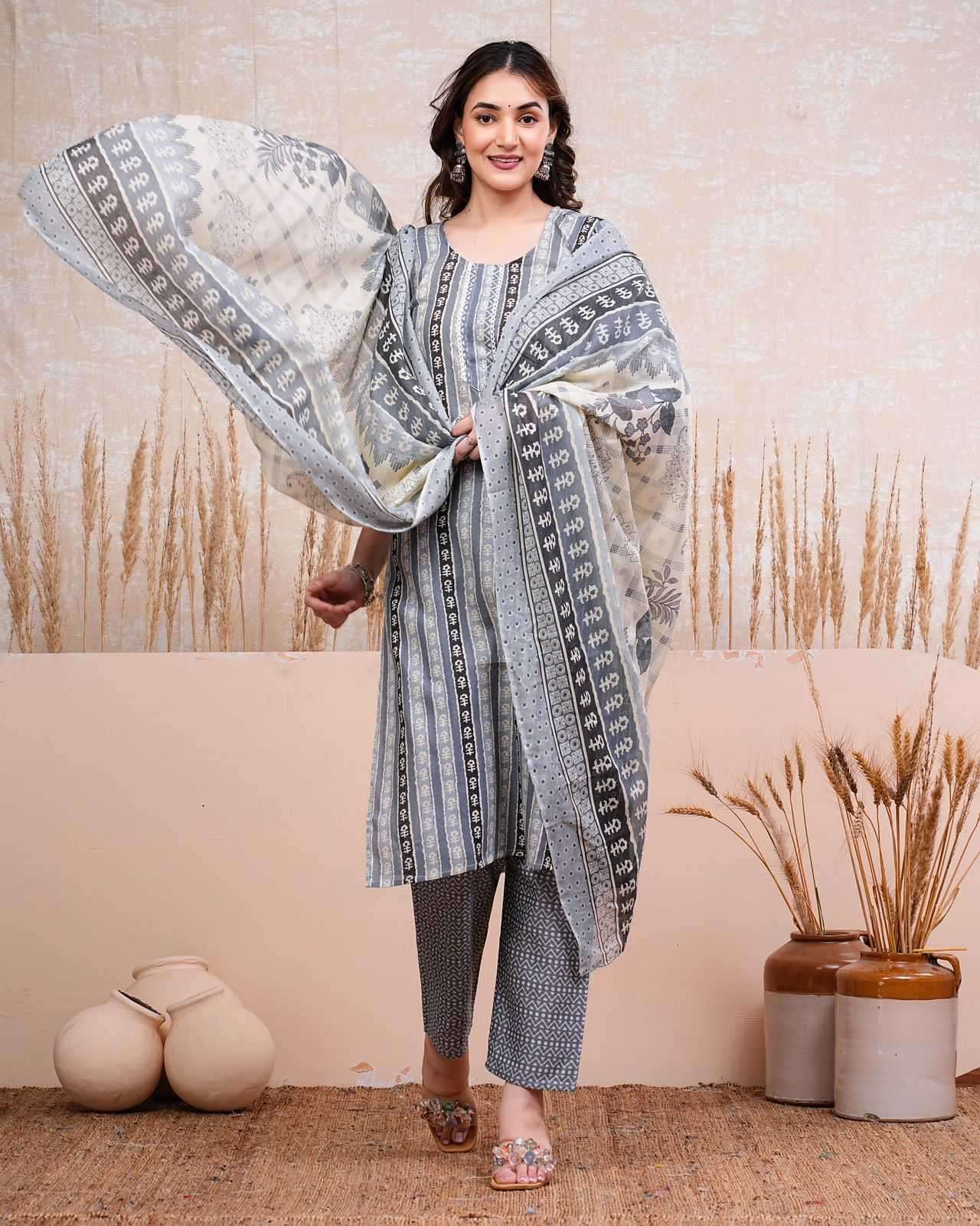 pr heritage cotton 3pc full stitch daily wear salwar kameez combo set 