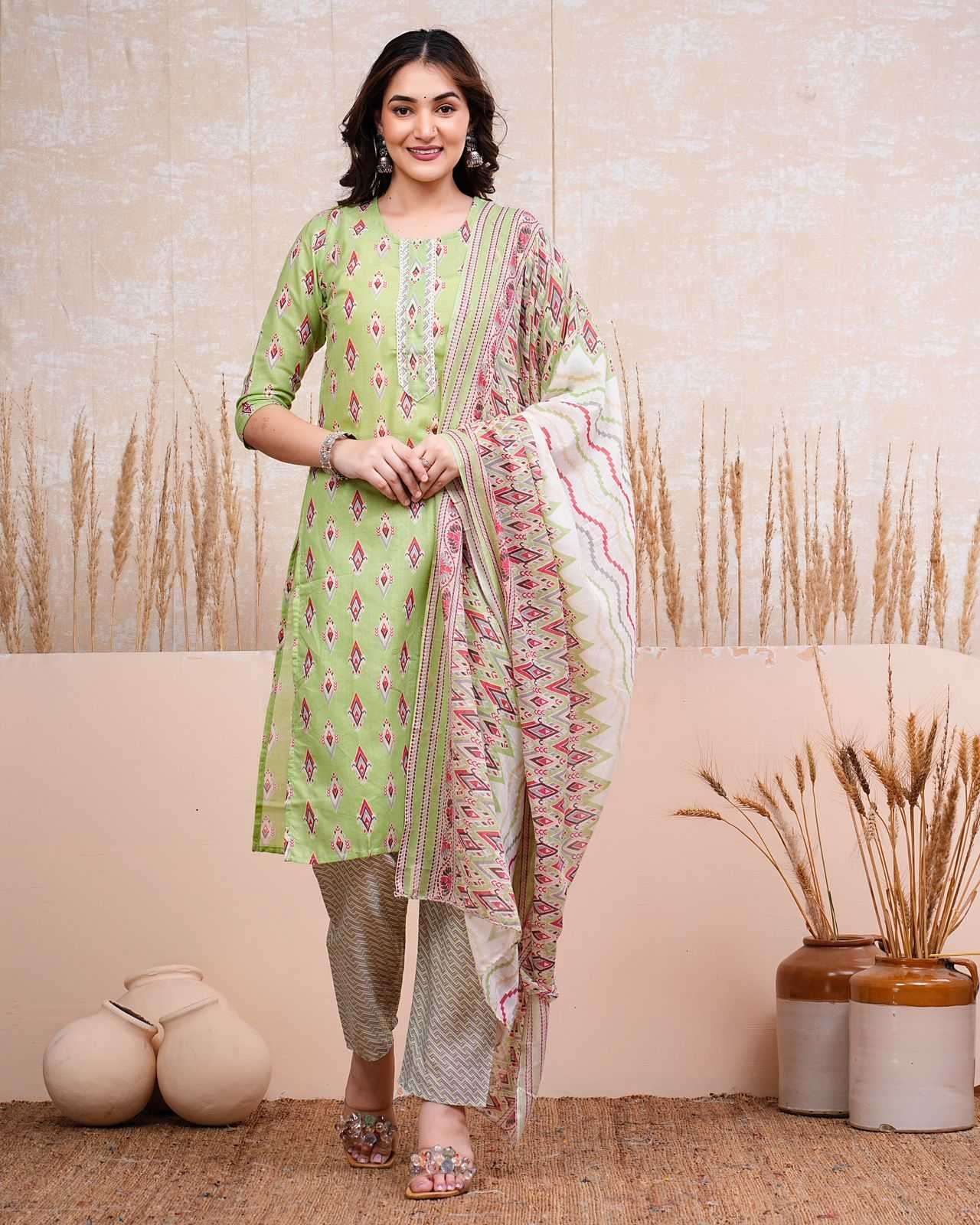 pr heritage cotton 3pc full stitch daily wear salwar kameez combo set 