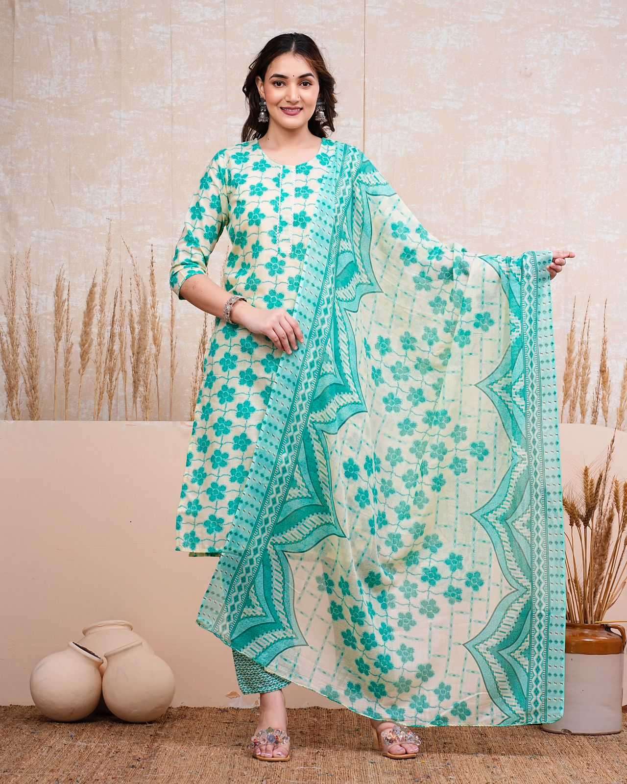pr heritage cotton 3pc full stitch daily wear salwar kameez combo set 