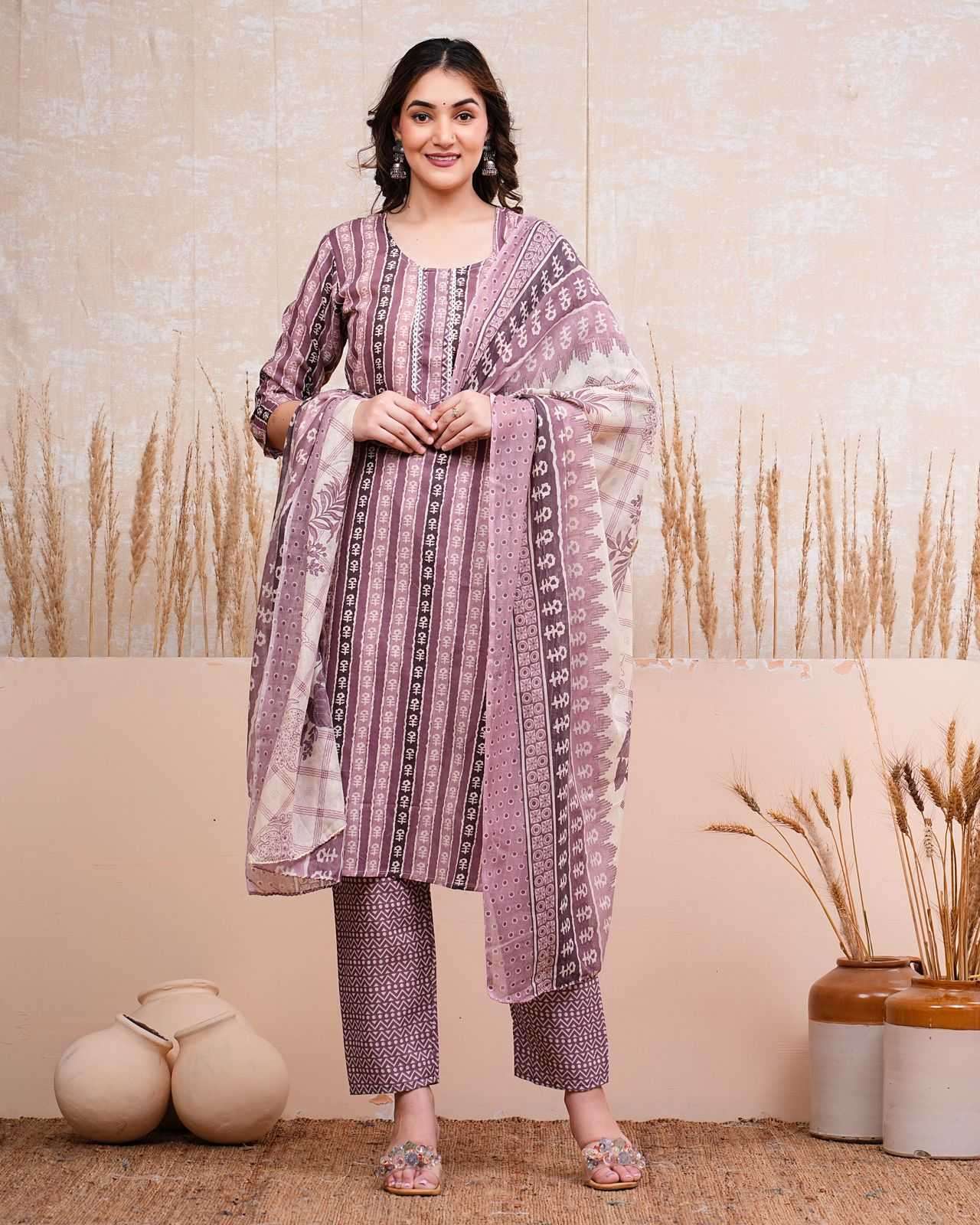 pr heritage cotton 3pc full stitch daily wear salwar kameez combo set 