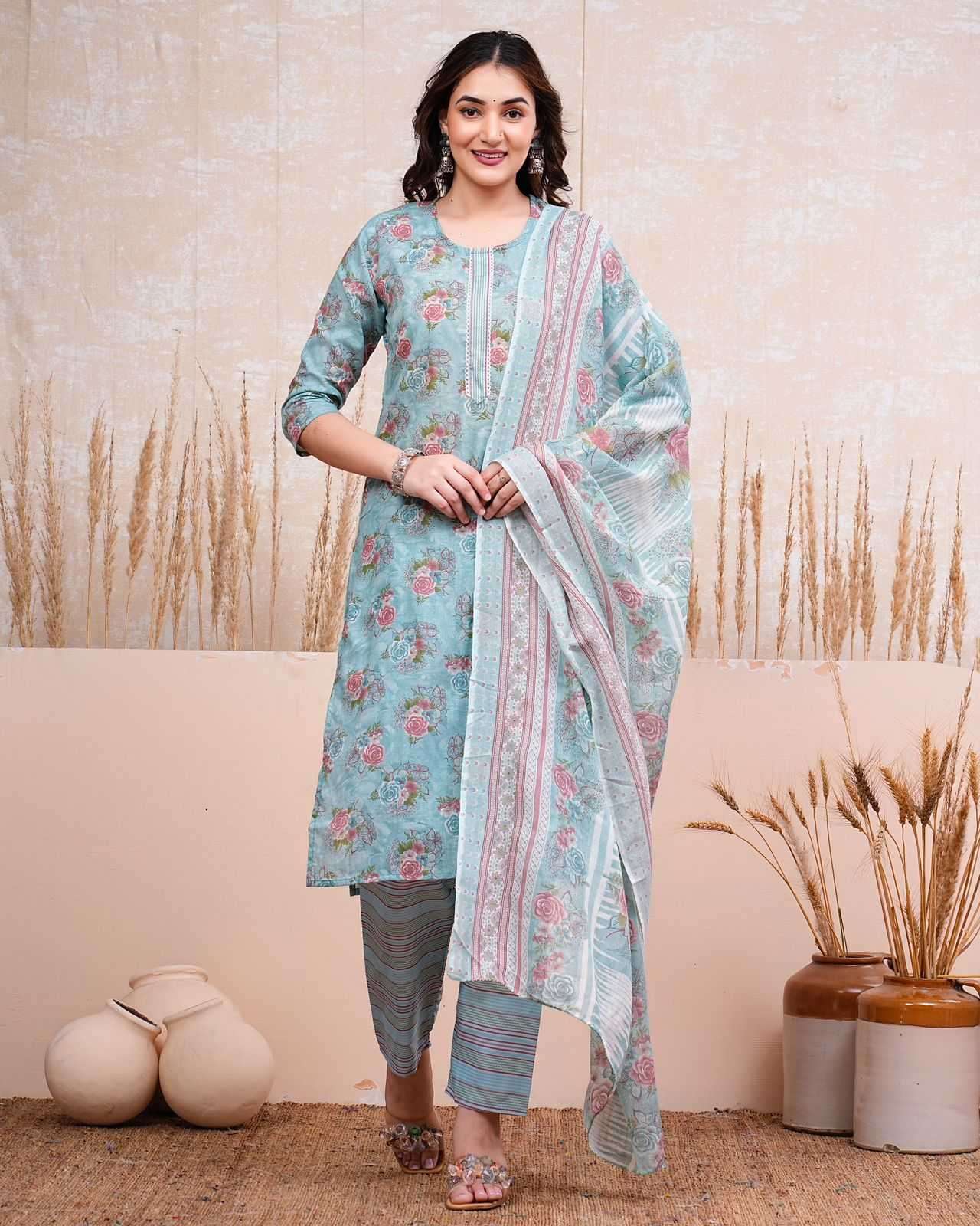 pr heritage cotton 3pc full stitch daily wear salwar kameez combo set 