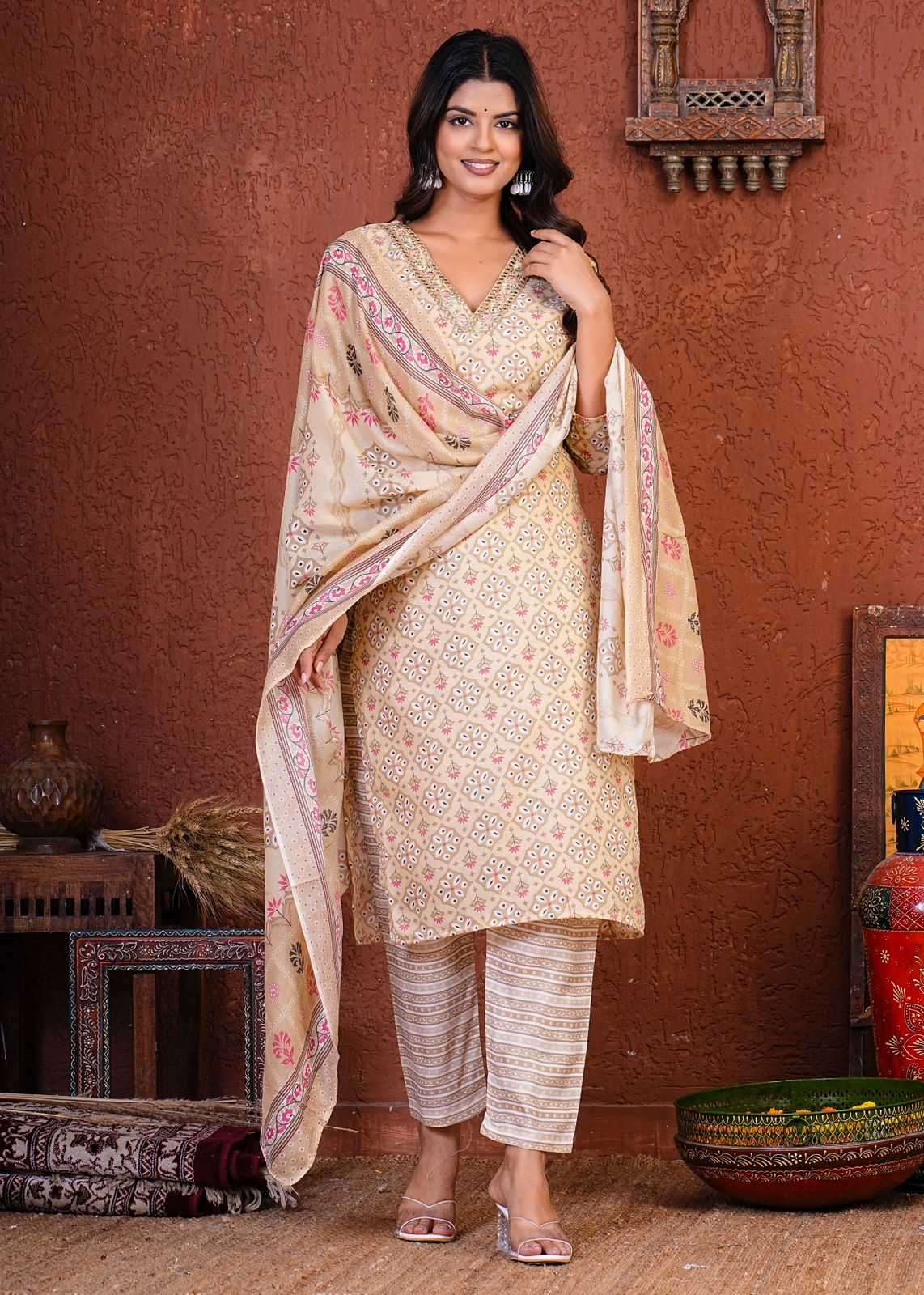pr heritage cotton 3ps combo set readymade suit
