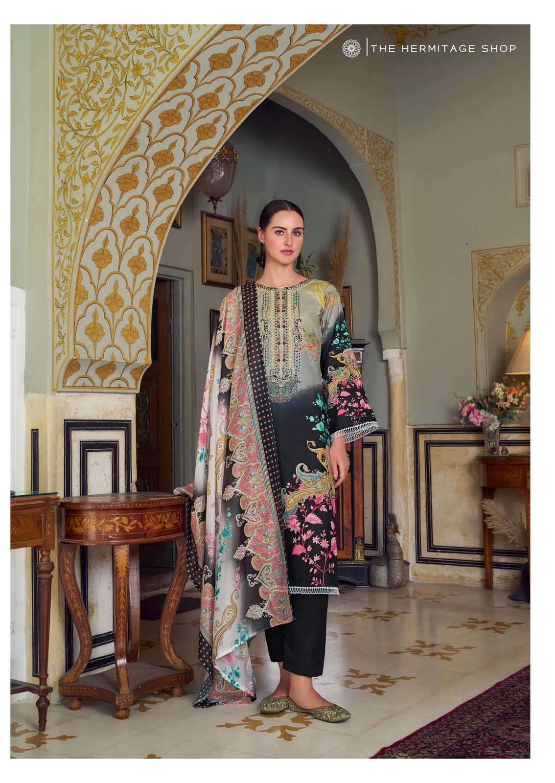 the hermitage meraki series 1001-1006 Pure Lawn 60*60 Karachi prints suit