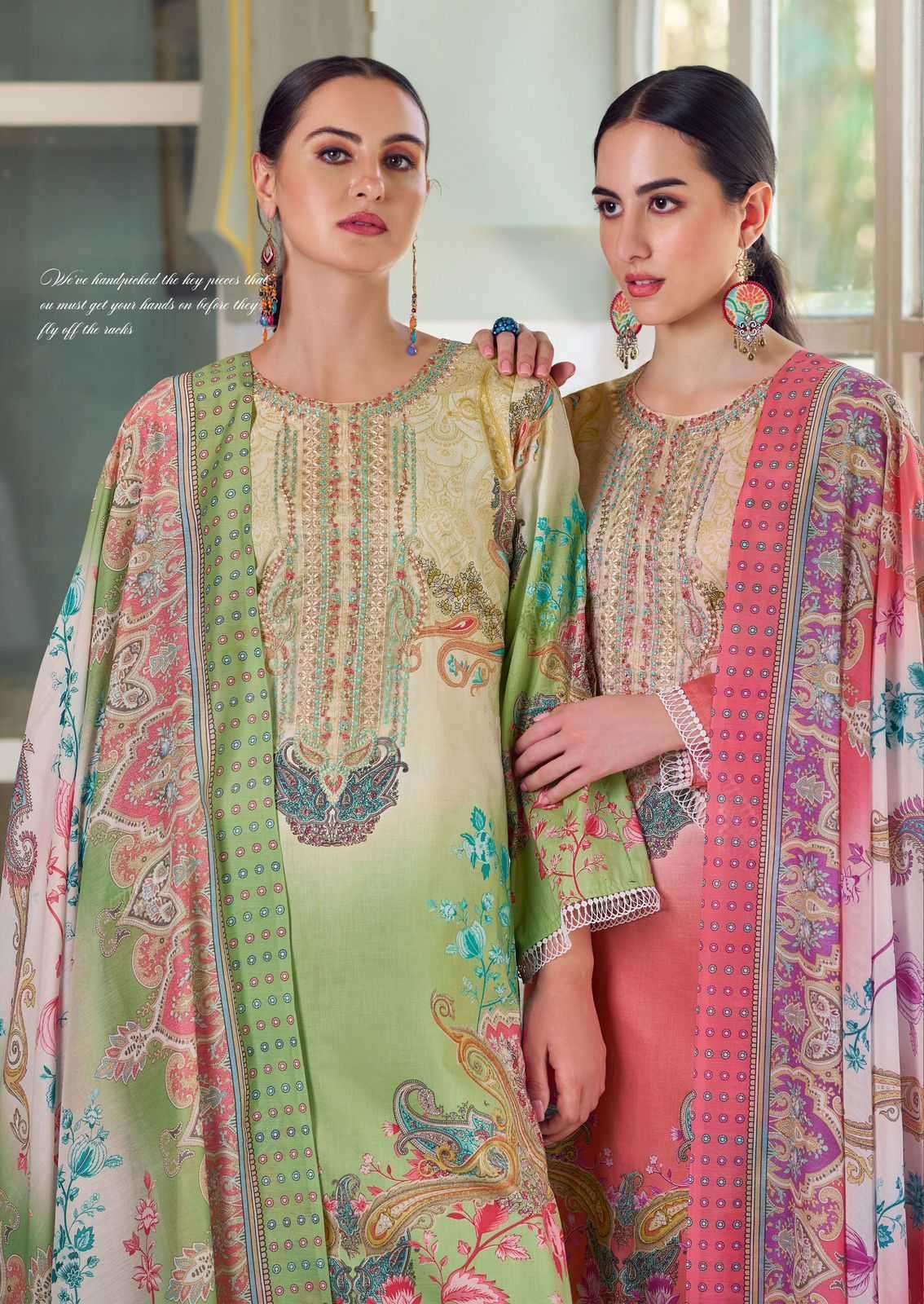 the hermitage meraki series 1001-1006 Pure Lawn 60*60 Karachi prints suit