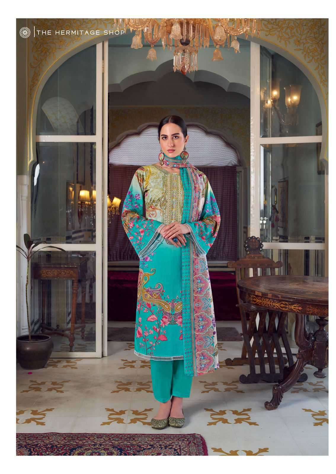 the hermitage meraki series 1001-1006 Pure Lawn 60*60 Karachi prints suit