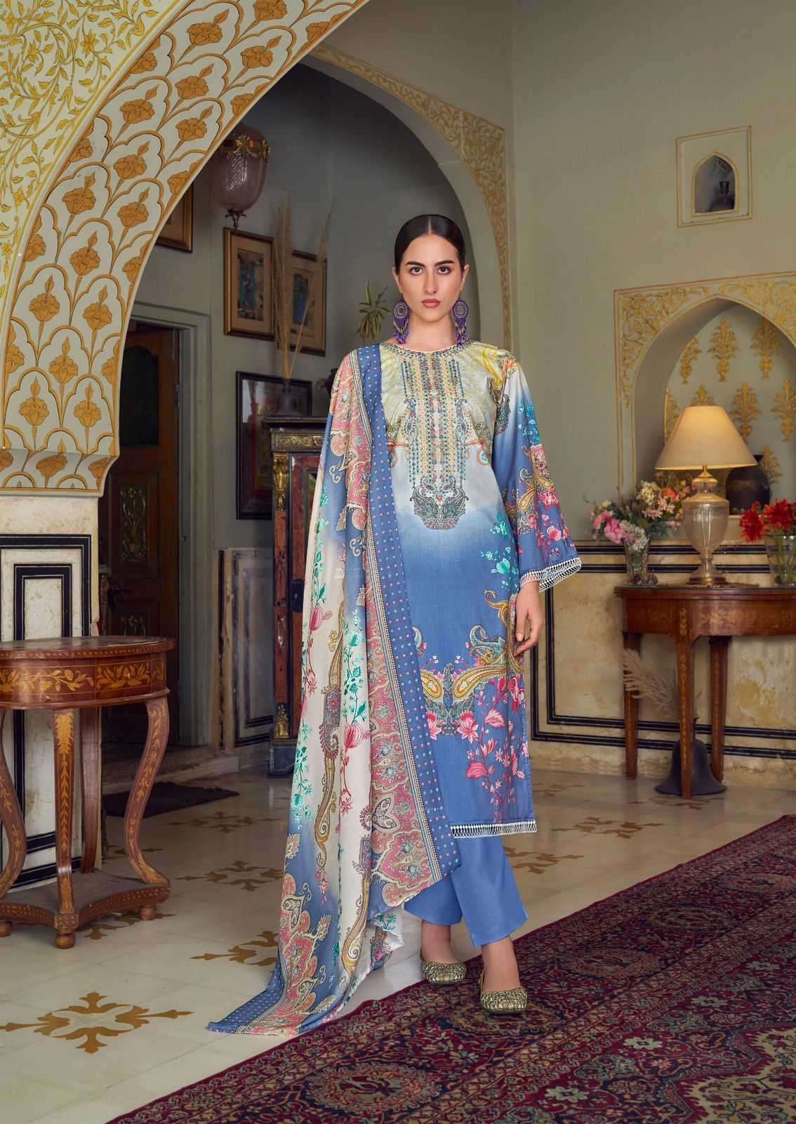 the hermitage meraki series 1001-1006 Pure Lawn 60*60 Karachi prints suit