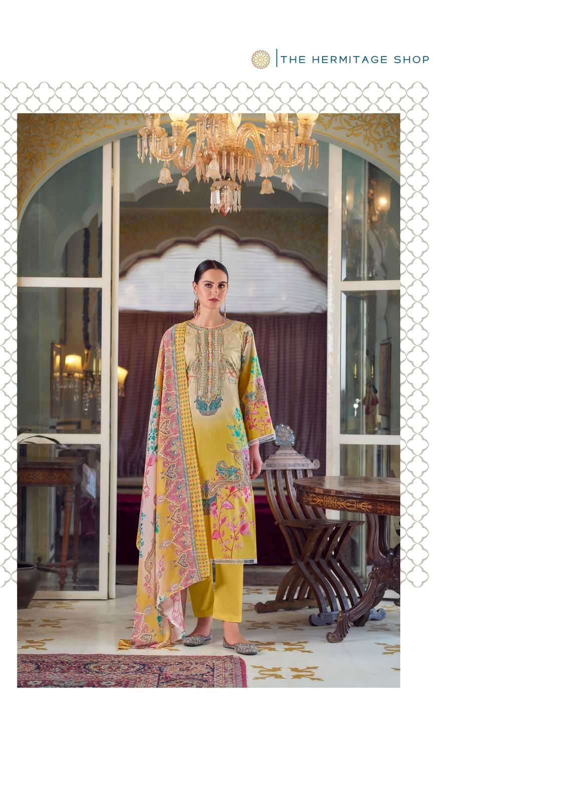the hermitage meraki series 1001-1006 Pure Lawn 60*60 Karachi prints suit