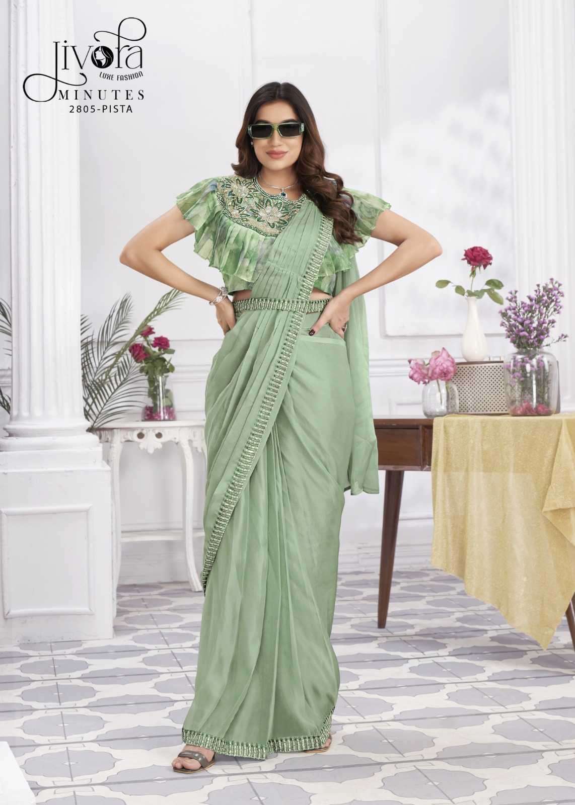 jivora minutes series 2801-2833 Shimmer Jorjets with embroidery work saree