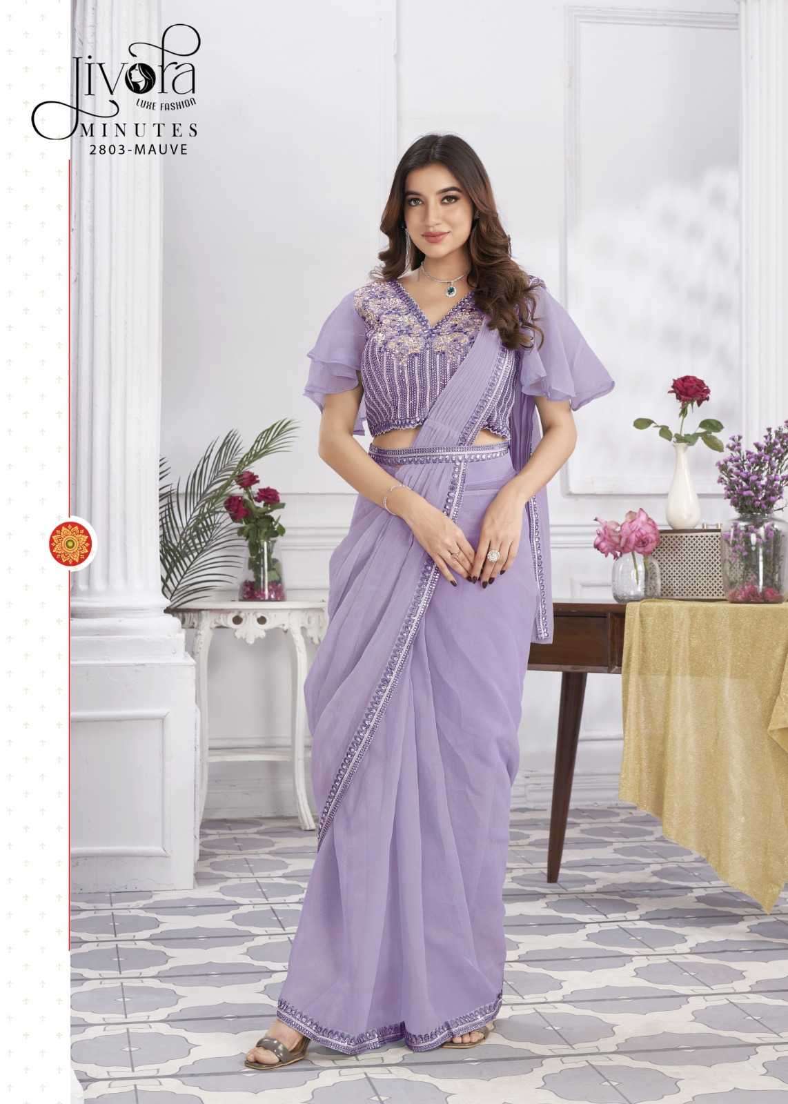 jivora minutes series 2801-2833 Shimmer Jorjets with embroidery work saree