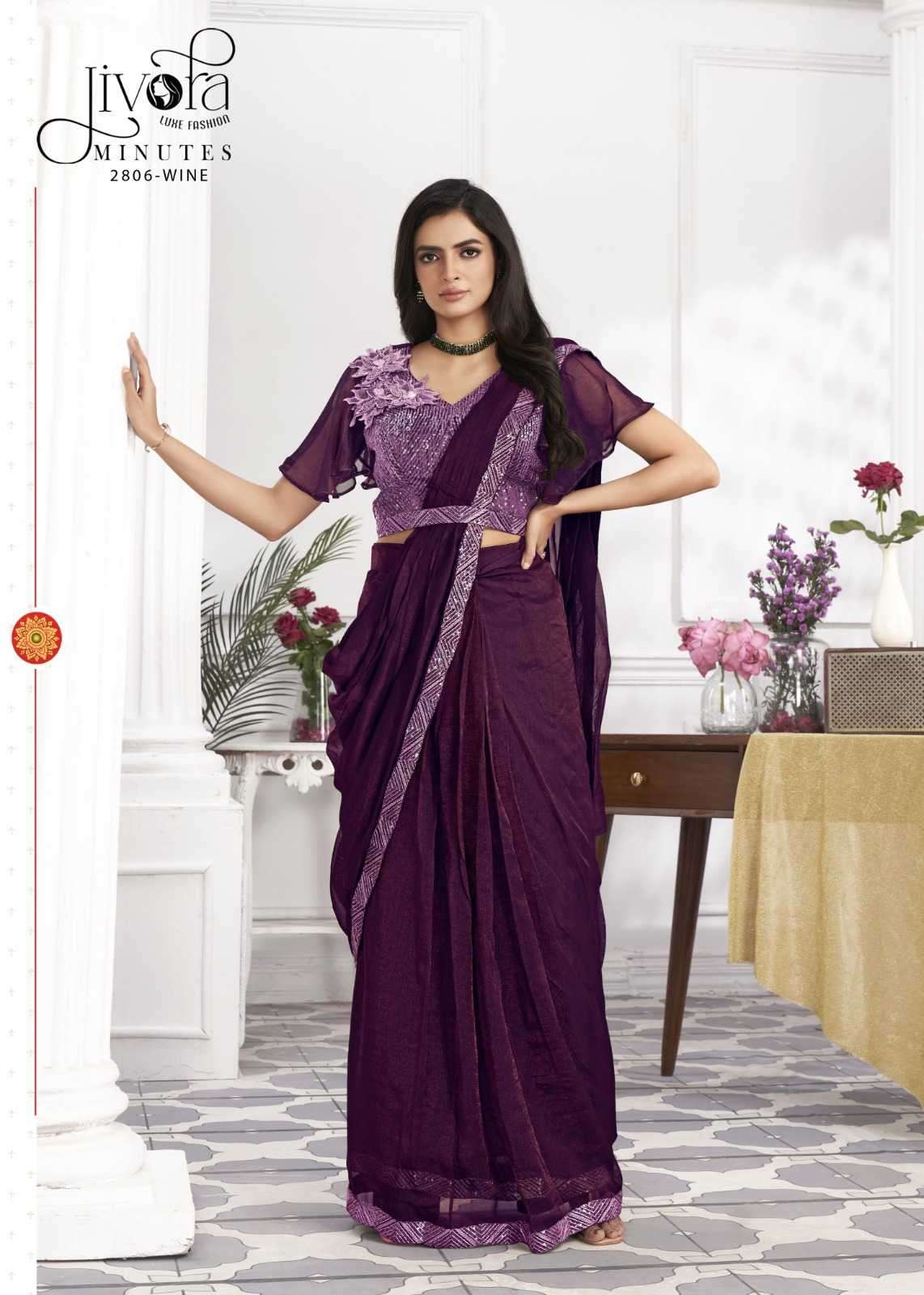 jivora minutes series 2801-2833 Shimmer Jorjets with embroidery work saree