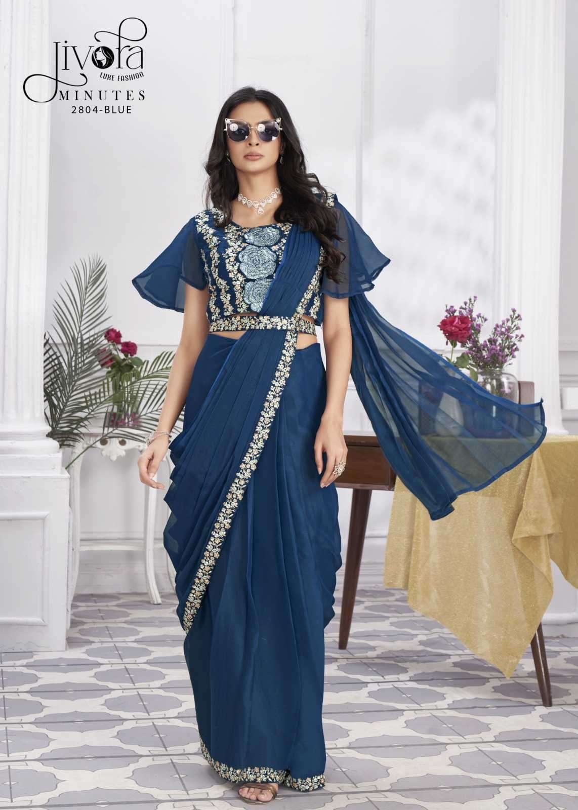 jivora minutes series 2801-2833 Shimmer Jorjets with embroidery work saree
