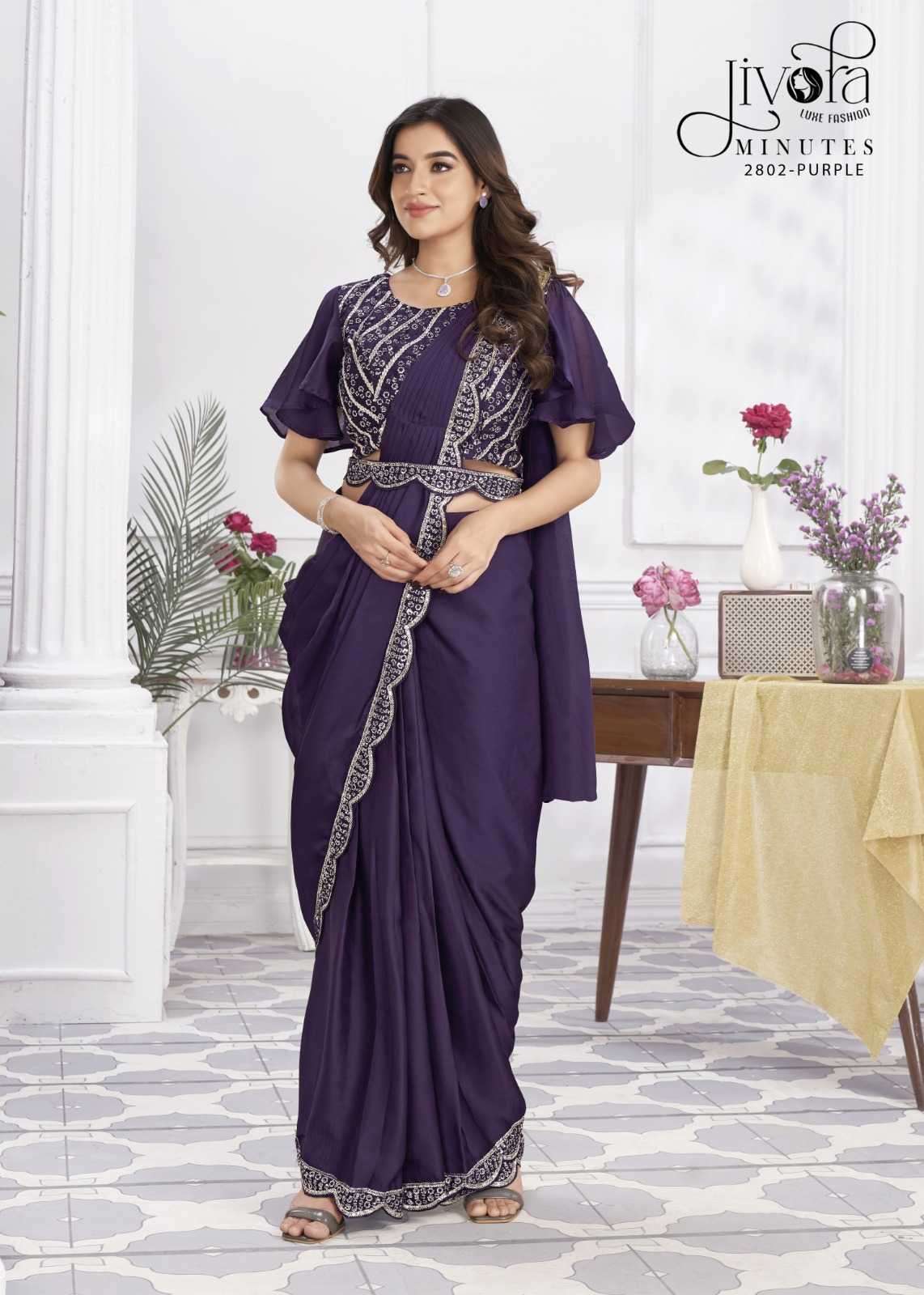 jivora minutes series 2801-2833 Shimmer Jorjets with embroidery work saree