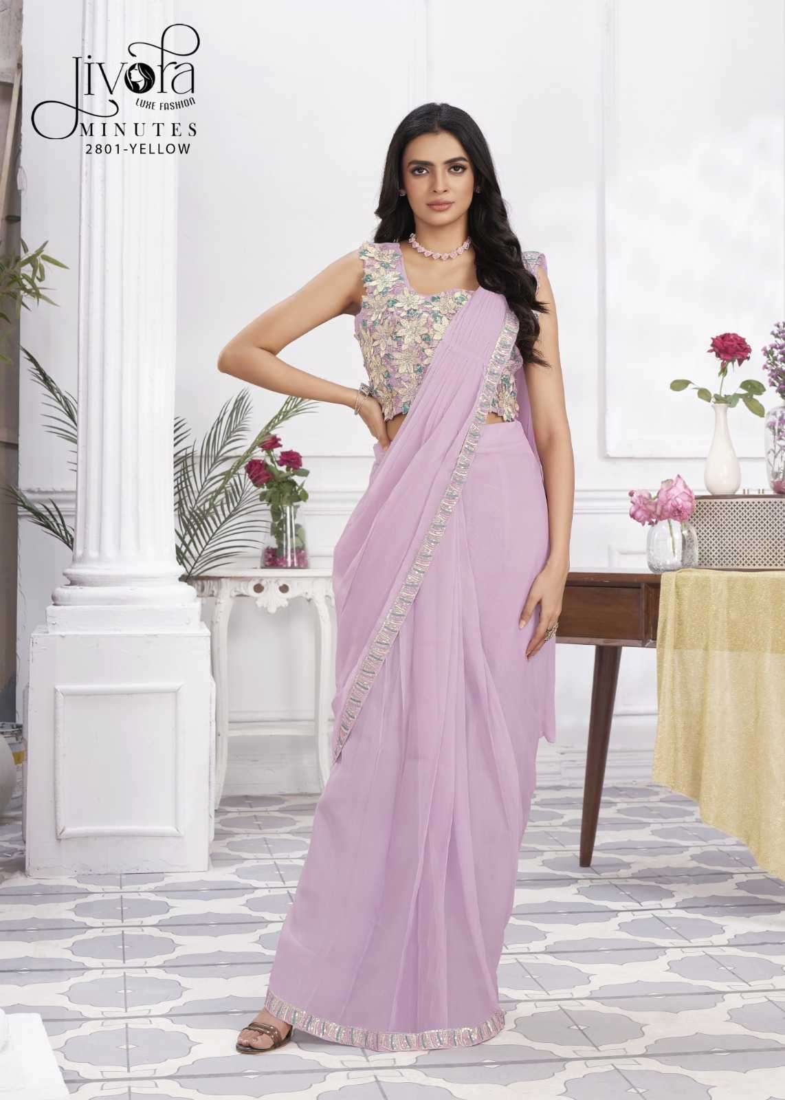 jivora minutes series 2801-2833 Shimmer Jorjets with embroidery work saree