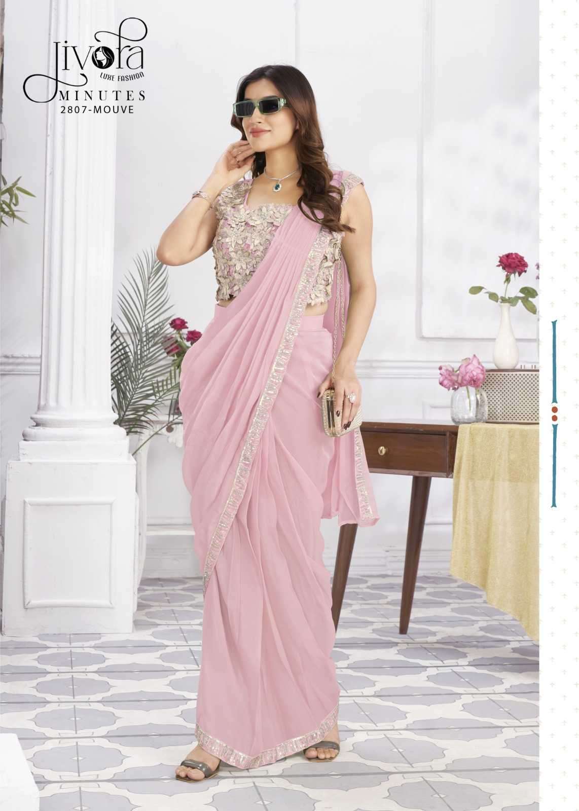 jivora minutes series 2801-2833 Shimmer Jorjets with embroidery work saree