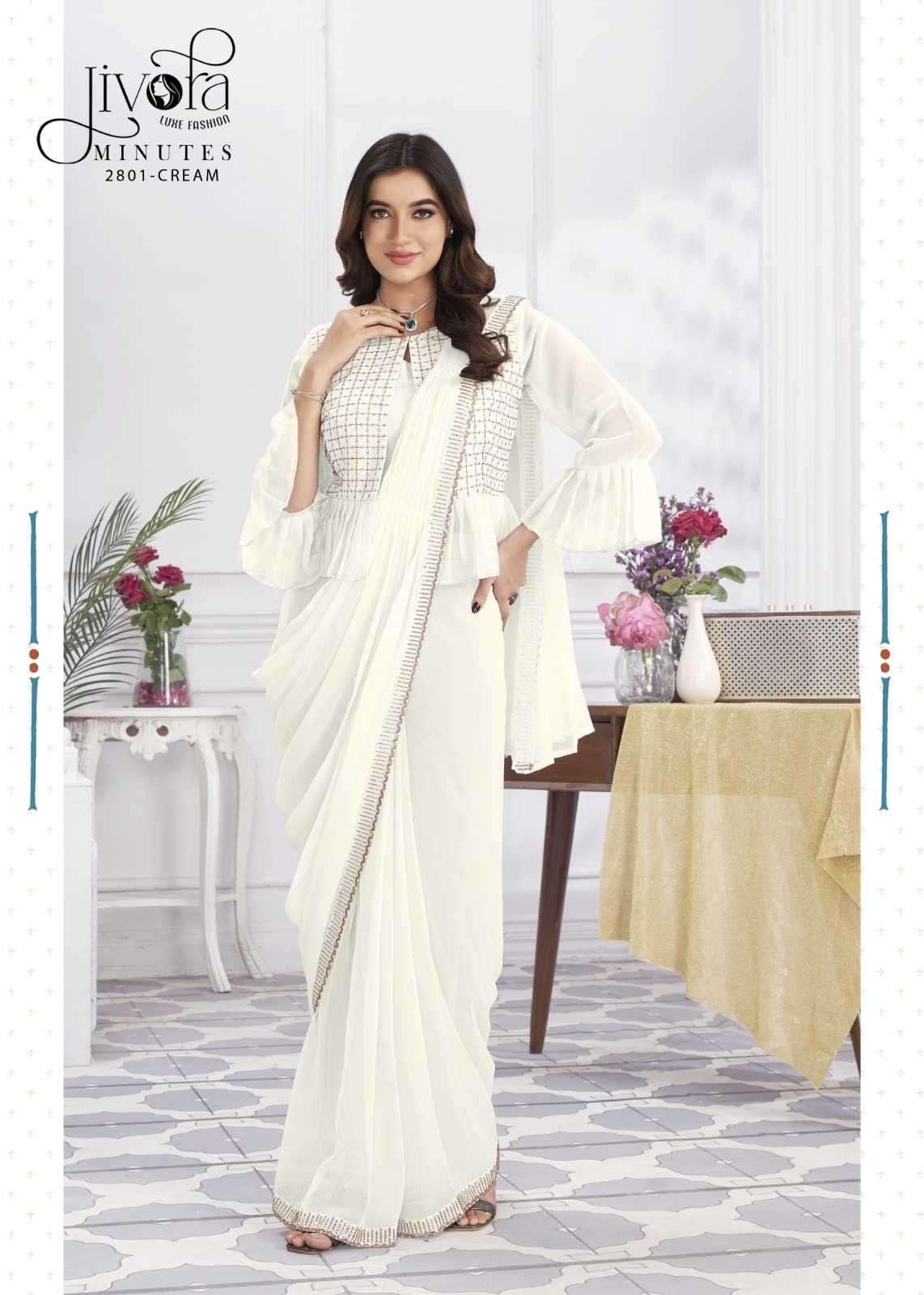 jivora minutes series 2801-2833 Shimmer Jorjets with embroidery work saree