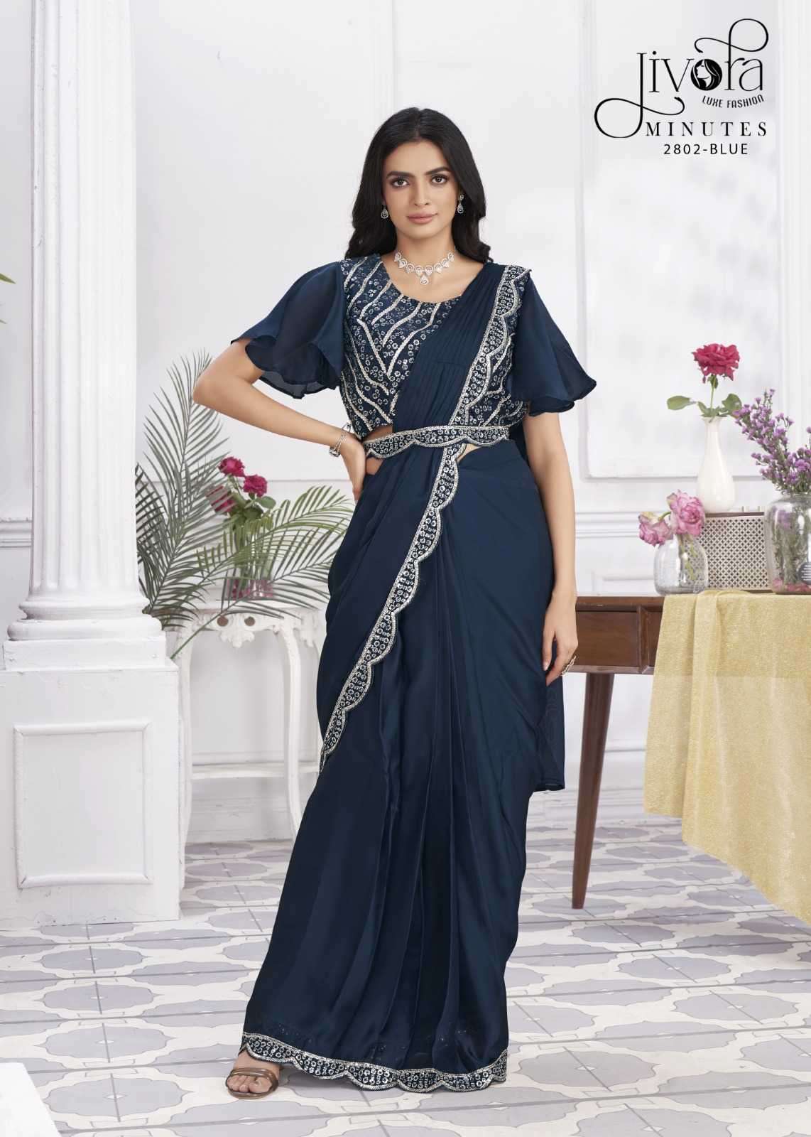 jivora minutes series 2801-2833 Shimmer Jorjets with embroidery work saree