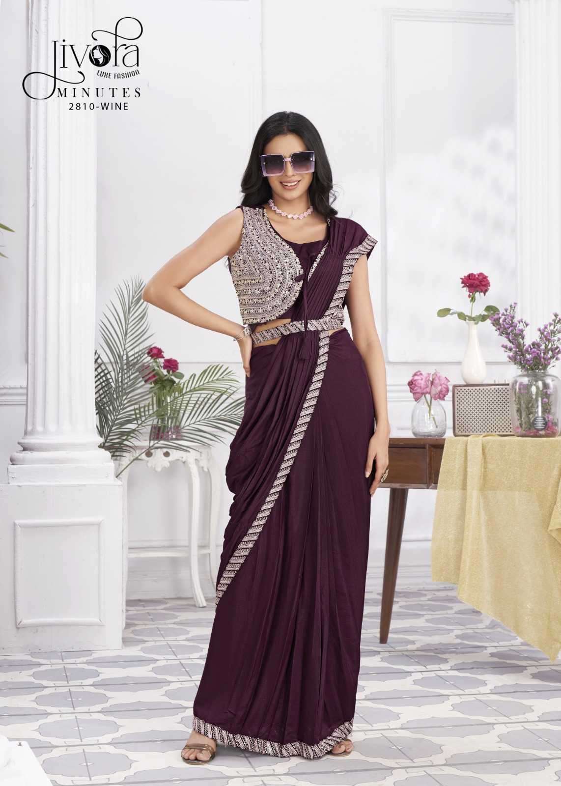 jivora minutes series 2801-2833 Shimmer Jorjets with embroidery work saree