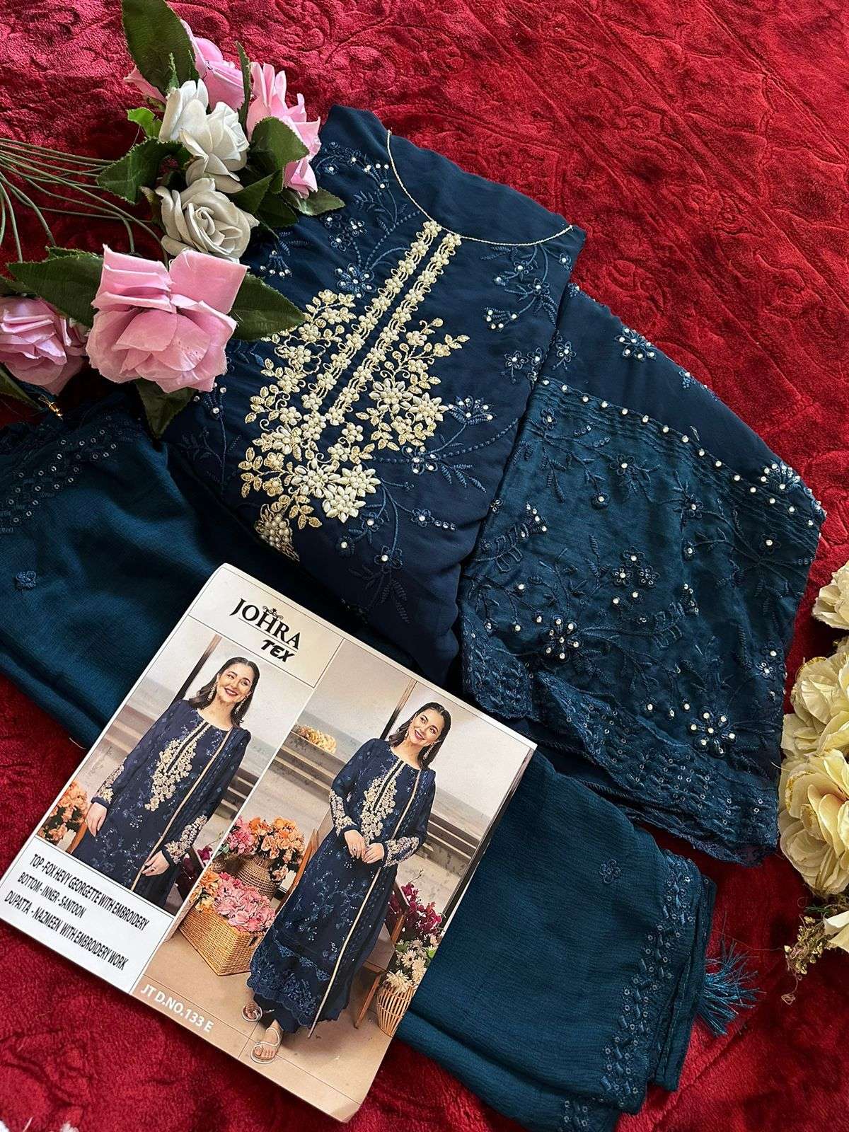 JOHRA TEX JT-133 SUPER HIT COLORS designer FOX GEORGETTE suit