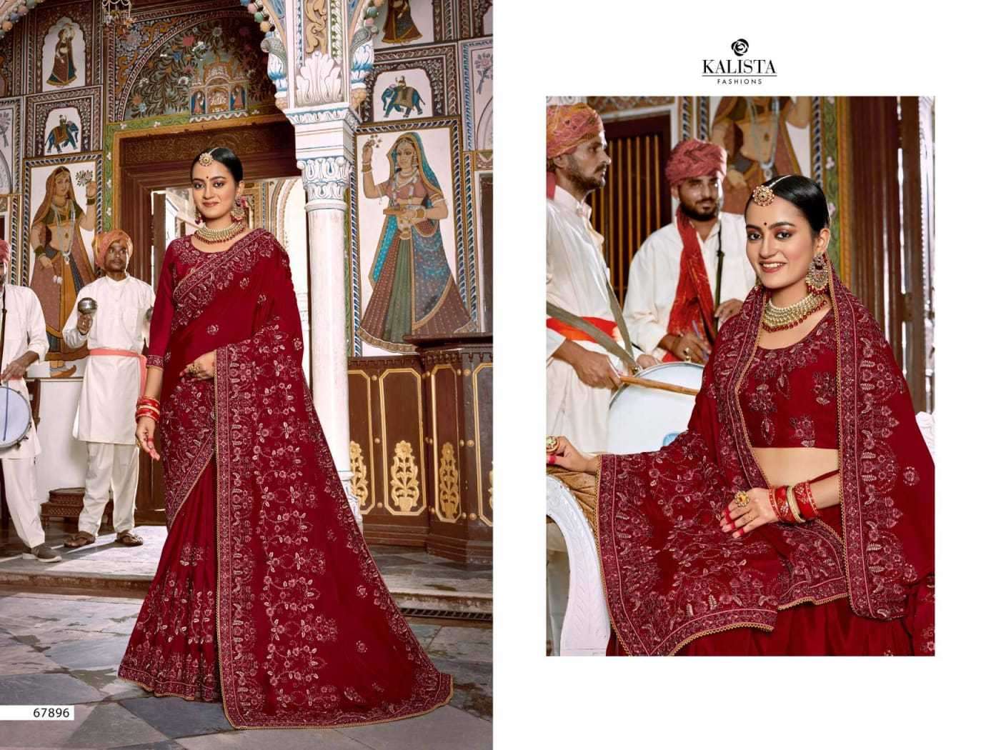 kalista mallika gold vol 4 series 67893-67898 Blooming chiffon rangoli saree