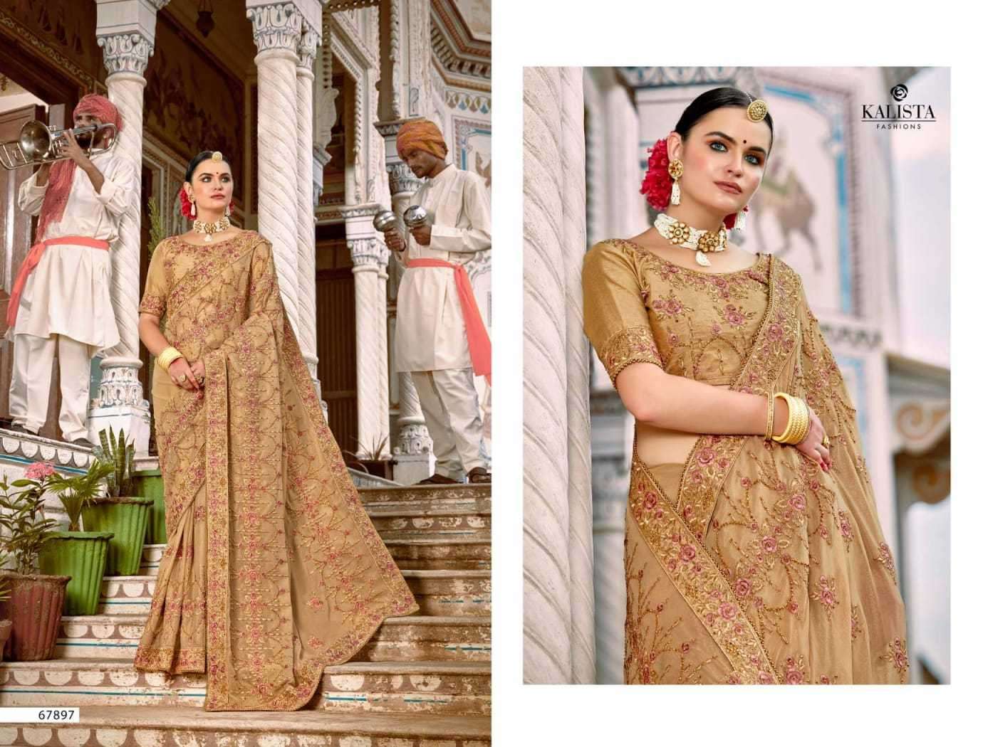 kalista mallika gold vol 4 series 67893-67898 Blooming chiffon rangoli saree