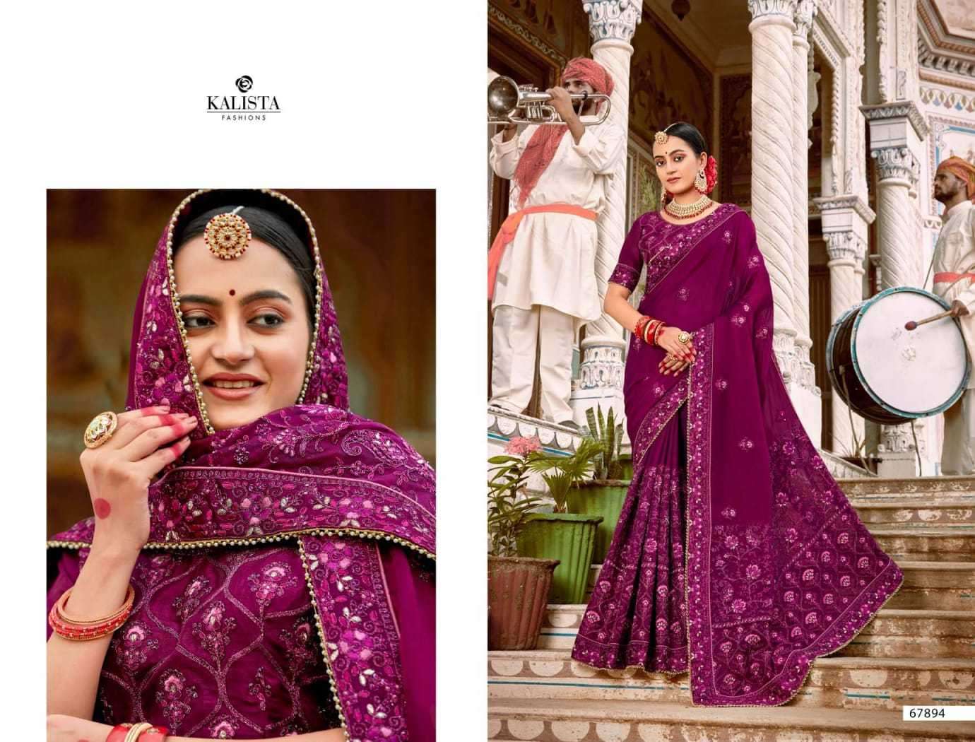 kalista mallika gold vol 4 series 67893-67898 Blooming chiffon rangoli saree