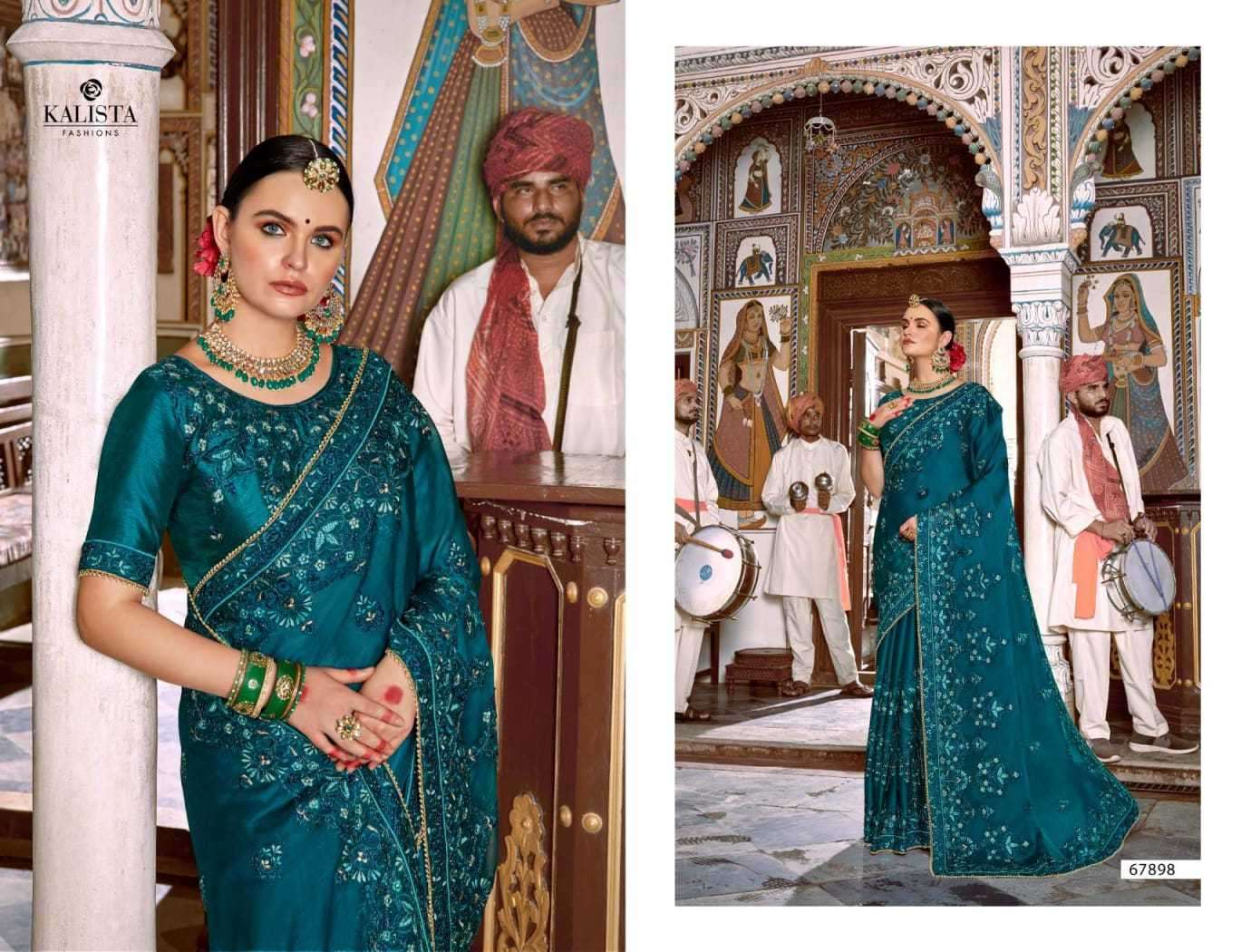 kalista mallika gold vol 4 series 67893-67898 Blooming chiffon rangoli saree