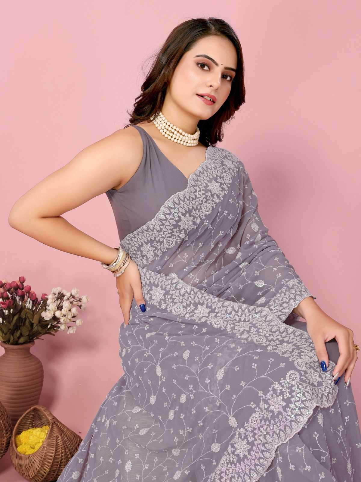 pr kilory new launch attractive design georgette saree exports