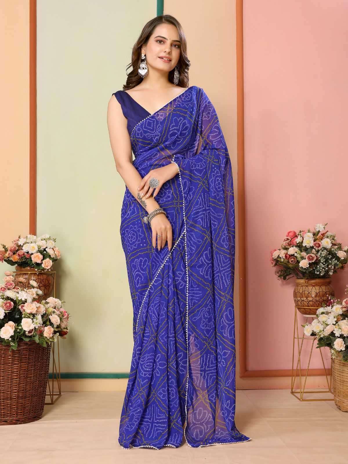 pr rakul vol 3 georgette elegant look stitch pleats size adjust belt one minute saree
