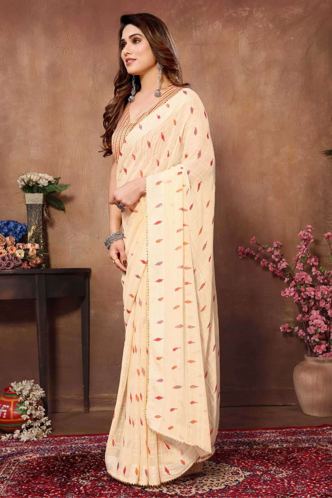pr tarika stylish georgette hit design pleats are stitch size adjust belt one minute saree