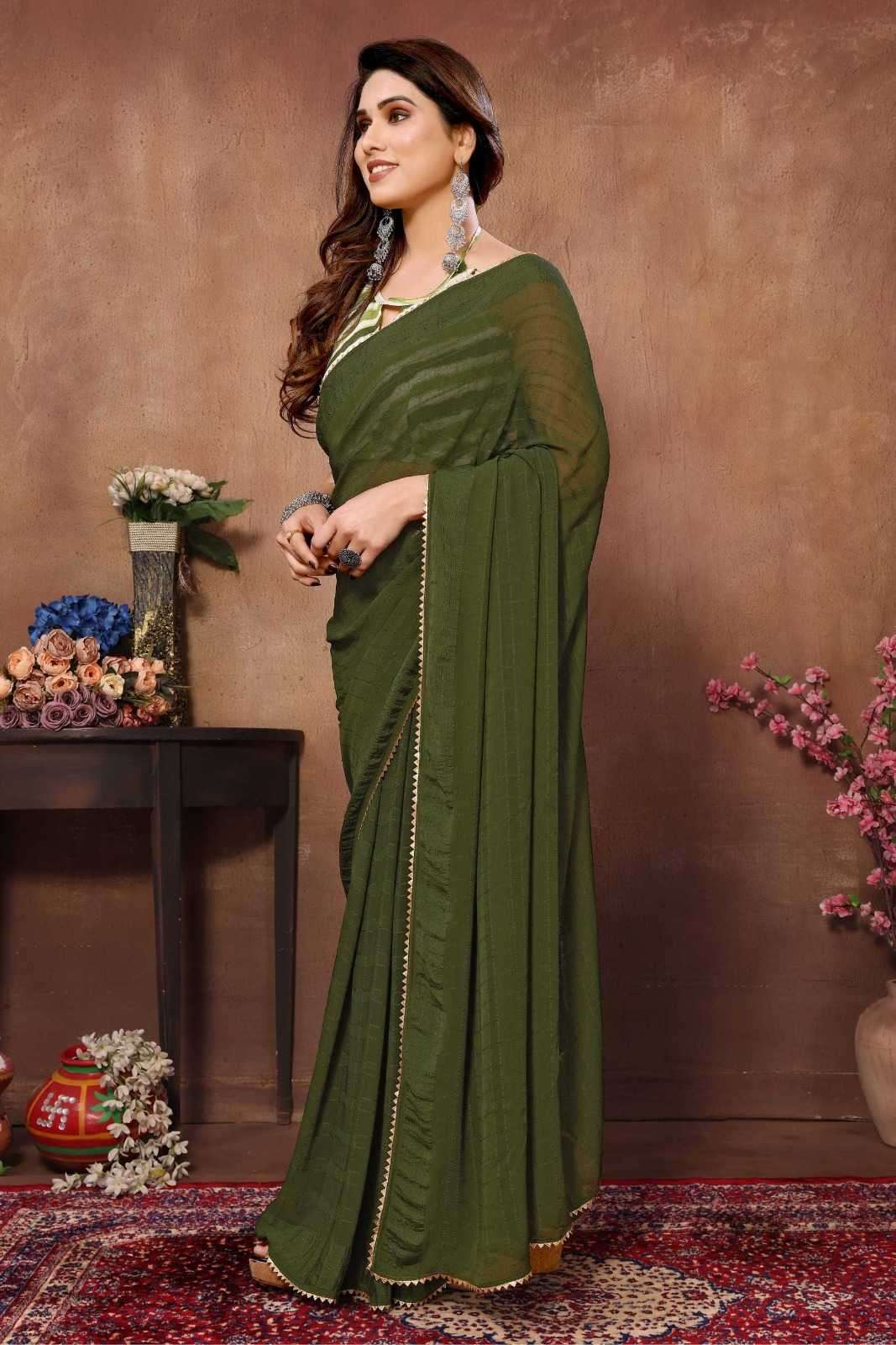 pr tarika stylish georgette hit design pleats are stitch size adjust belt one minute saree