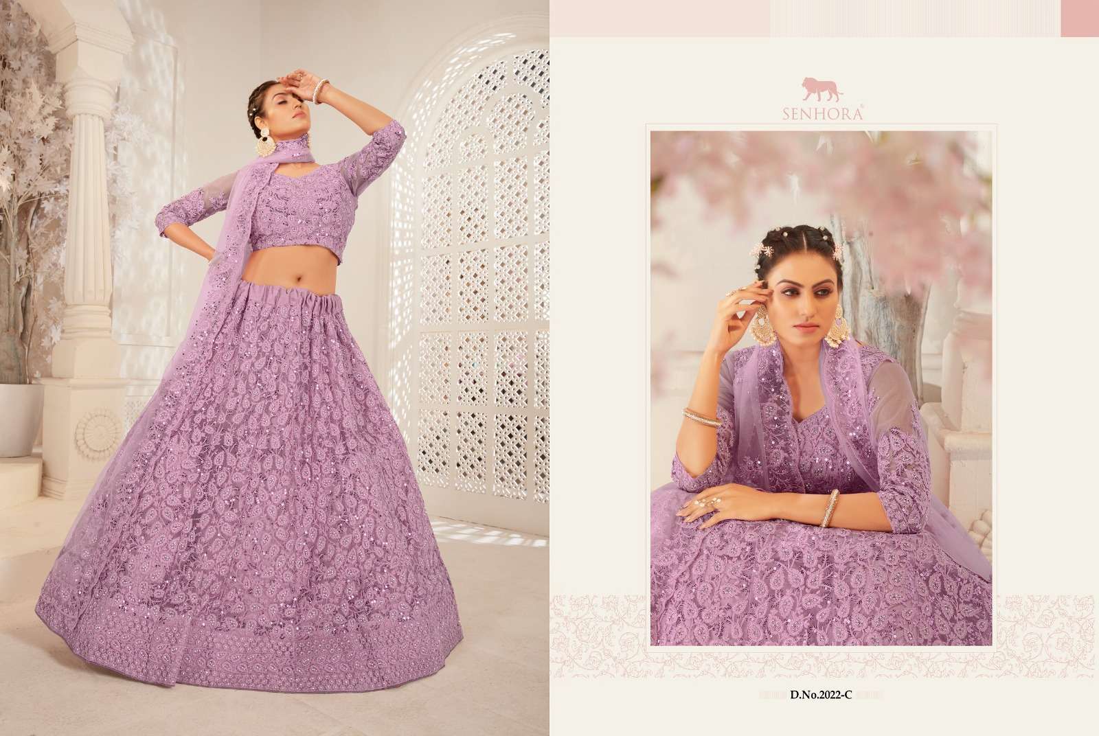 SENHORA designer Heavy Net With Fancy Dori Work lehenga