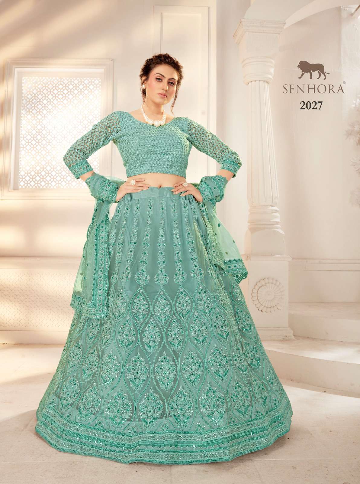 SENHORA designer Heavy Net With Fancy Dori Work lehenga
